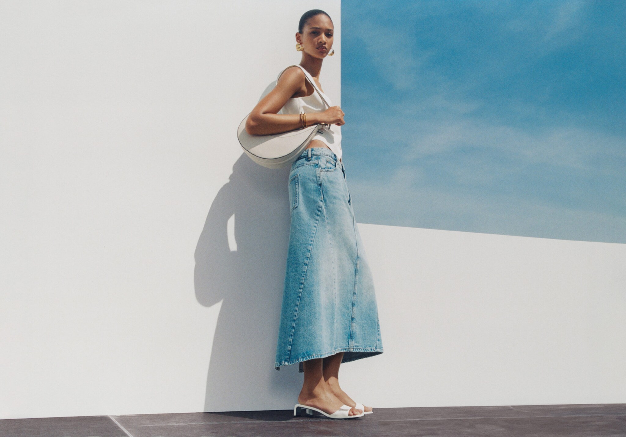 Slit denim skirt - Panoramic plane