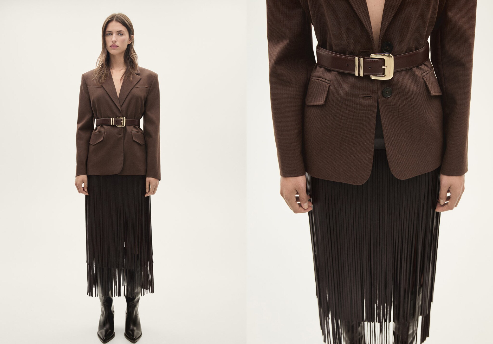 Faux-leather fringed skirt - Panoramic plane