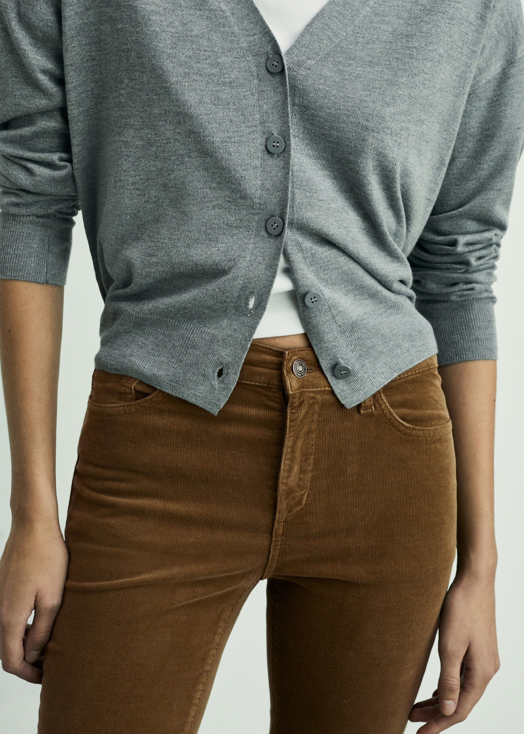 Sienna flared cropped corduroy trousers - Details of the article 1, Medium Brown. Ref: 87000220-00.