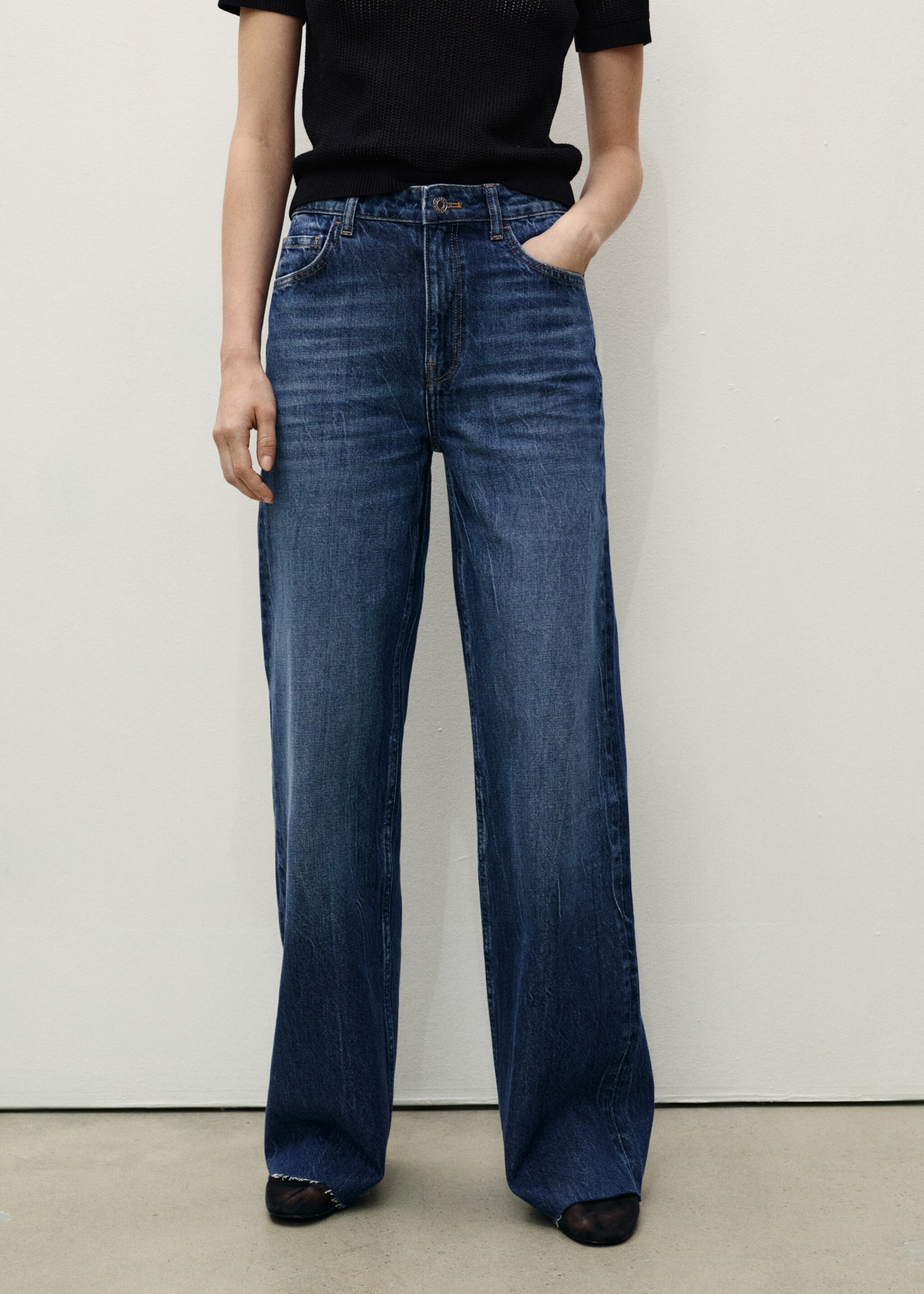 Danila High-Waist Wide-Leg Jeans - Mittlere Ansicht, Dunkelblau. Ref: 87000258-00.