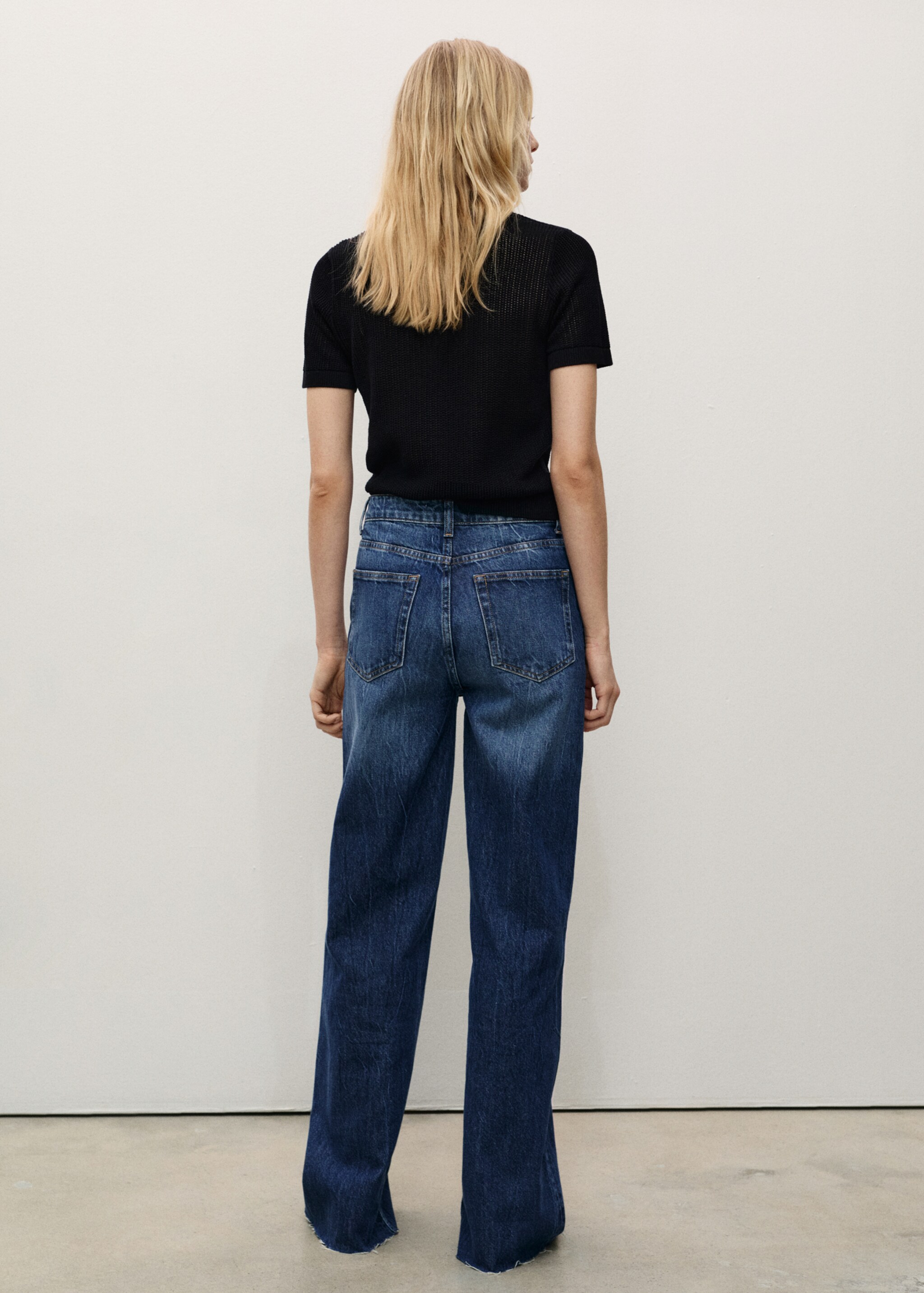 Danila High-Waist Wide-Leg Jeans - Rückseite des Artikels, Dunkelblau. Ref: 87000258-00.
