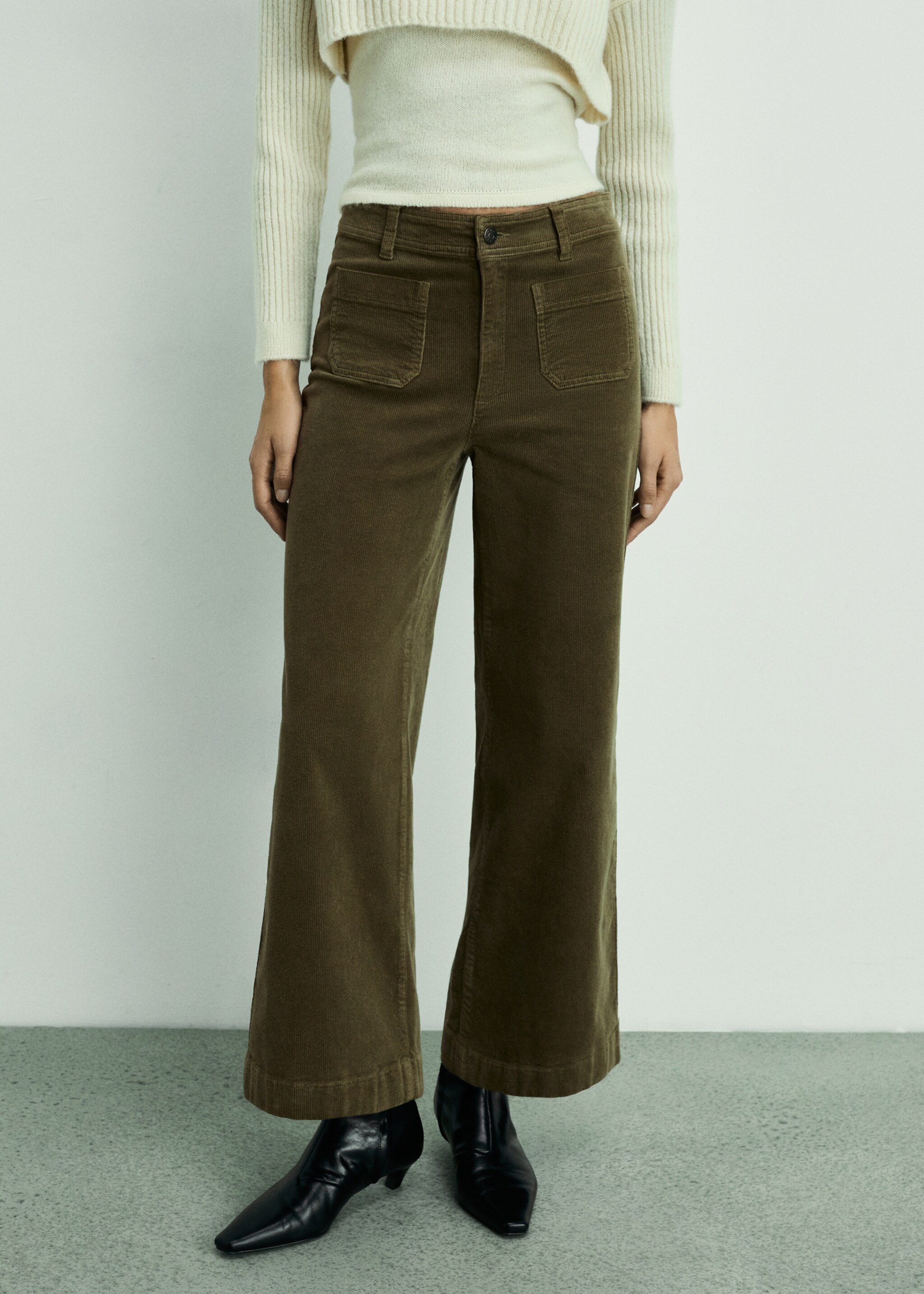Catherin culotte corduroy trousers - Medium plane, Khaki. Ref: 87000260-00.