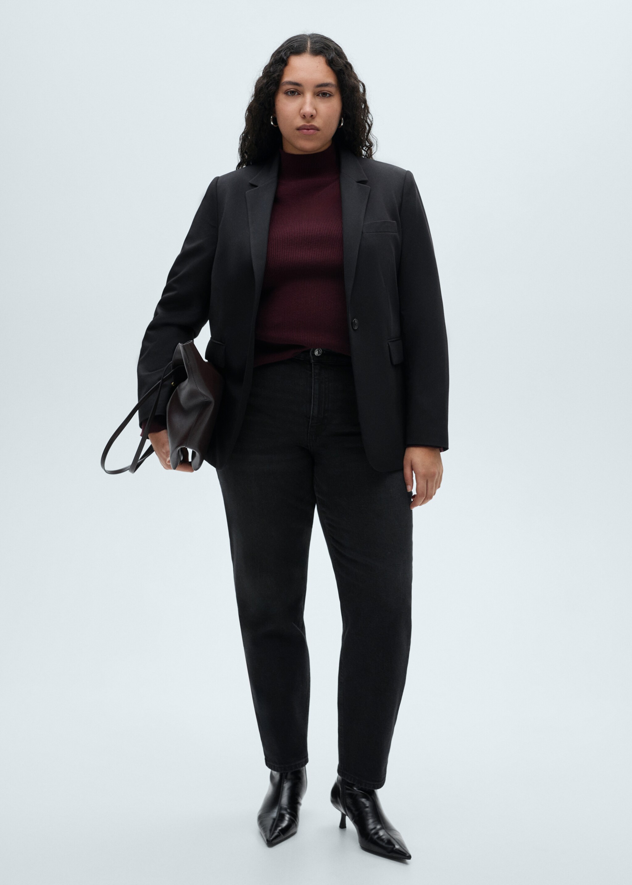 Newmom comfort high-rise jeans - Details of the article 3, Black denim. Ref: 87000290-00.