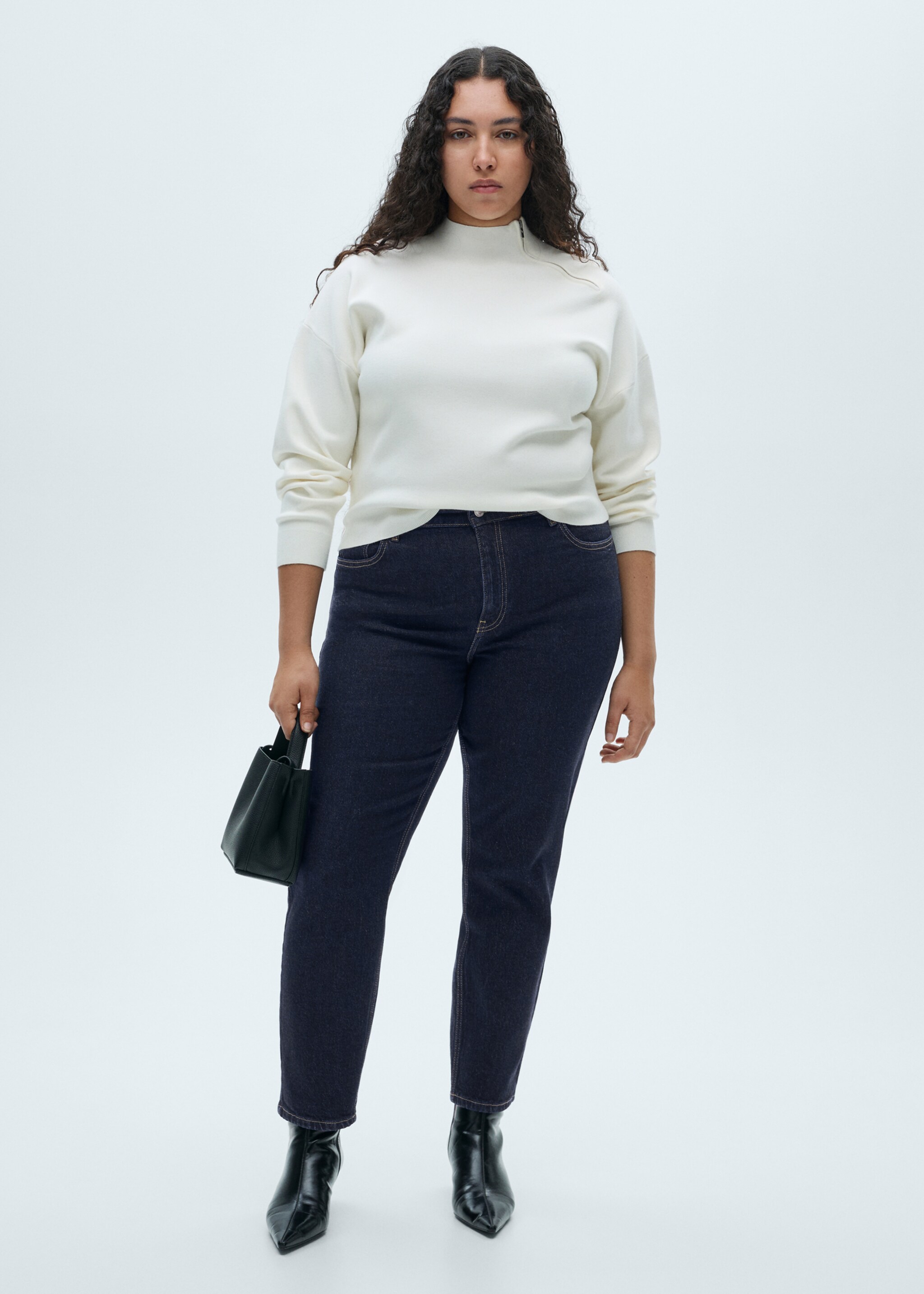 Newmom comfort high-rise jeans - Details of the article 3, Open Blue. Ref: 87000291-00.