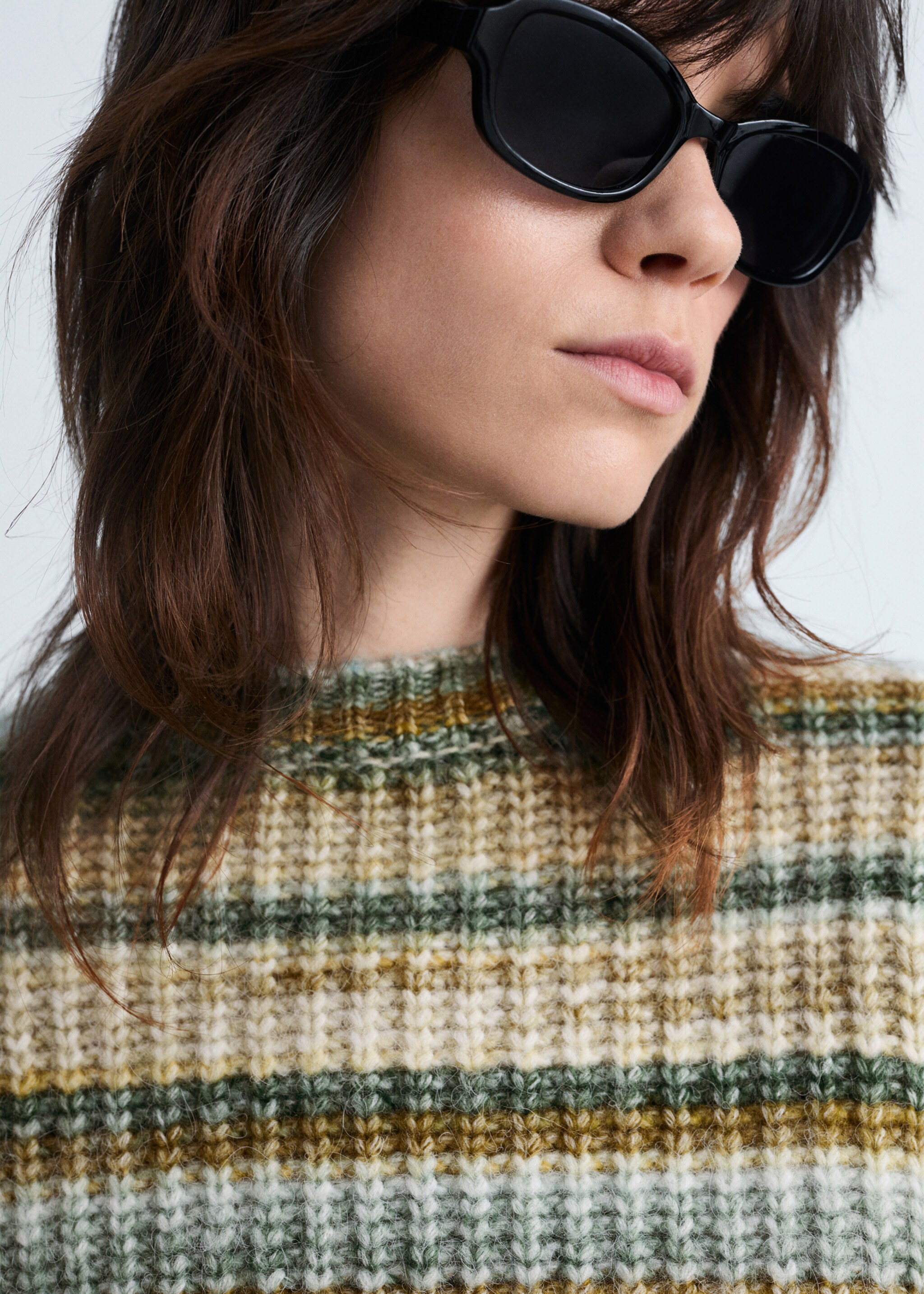 Jersey rayas cuello redondo - Detalle del artículo 1, Verde oscuro. Ref: 87000364-00.