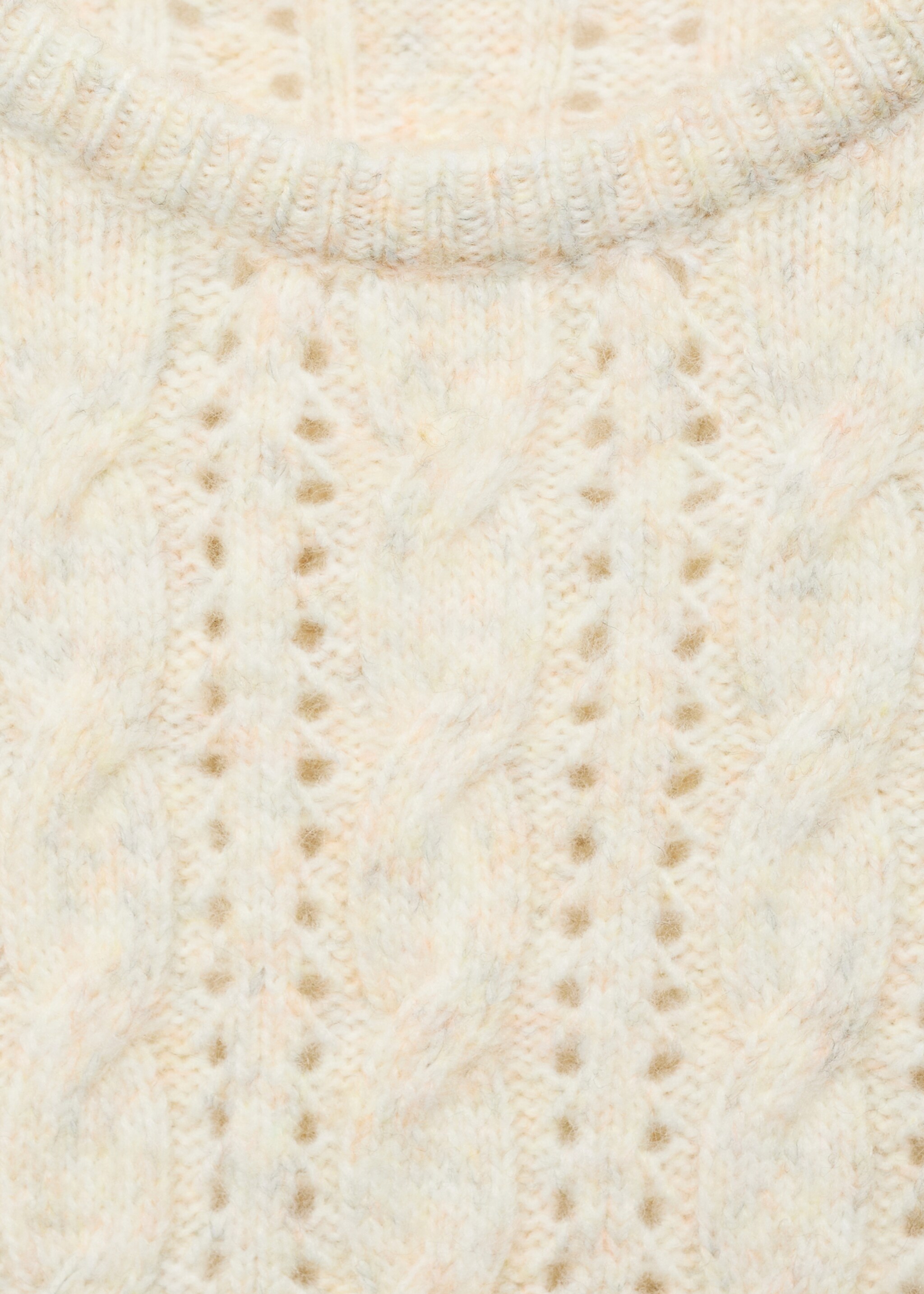 Braided sweater with lace accents - Details of the article 8, Ecru. Ref: 87000365-00.