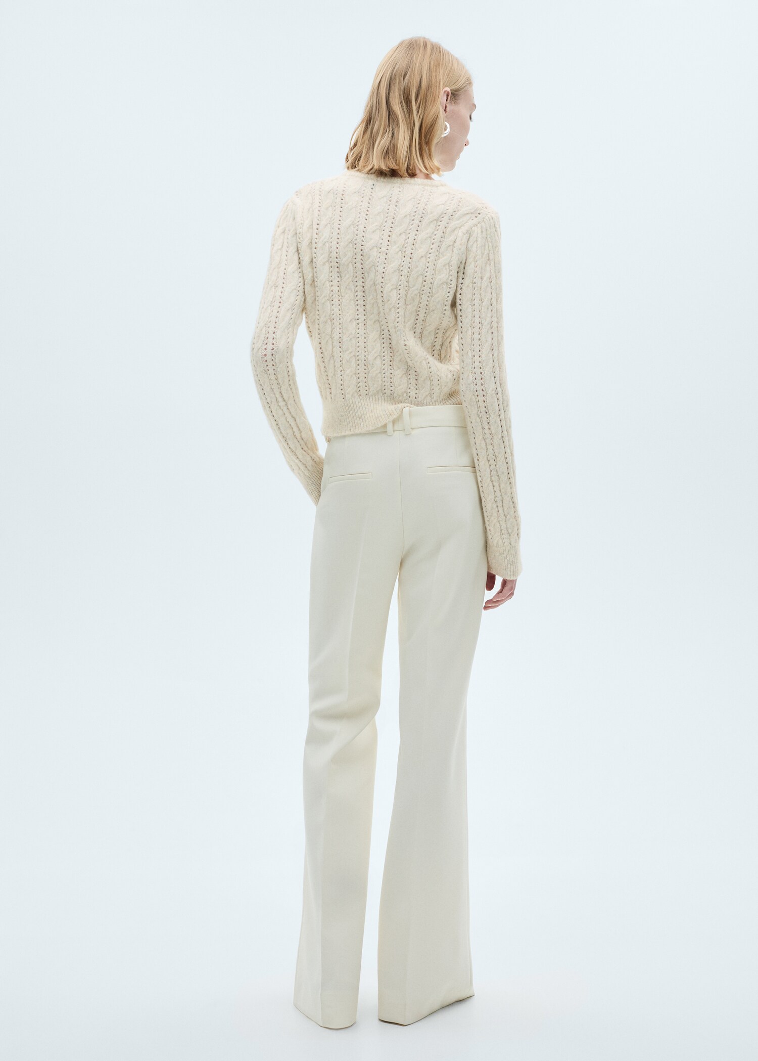 Braided sweater with openwork details - Reverse of the article