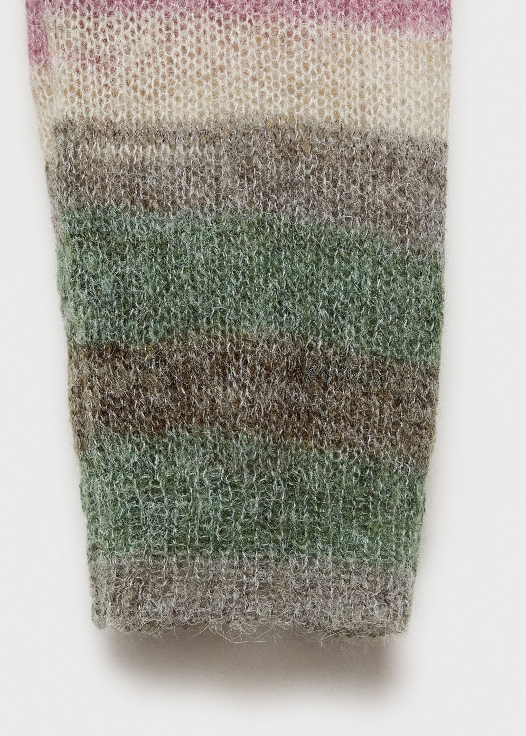 Stand-collar striped sweater - Details of the article 0, Pink. Ref: 87000369-00.