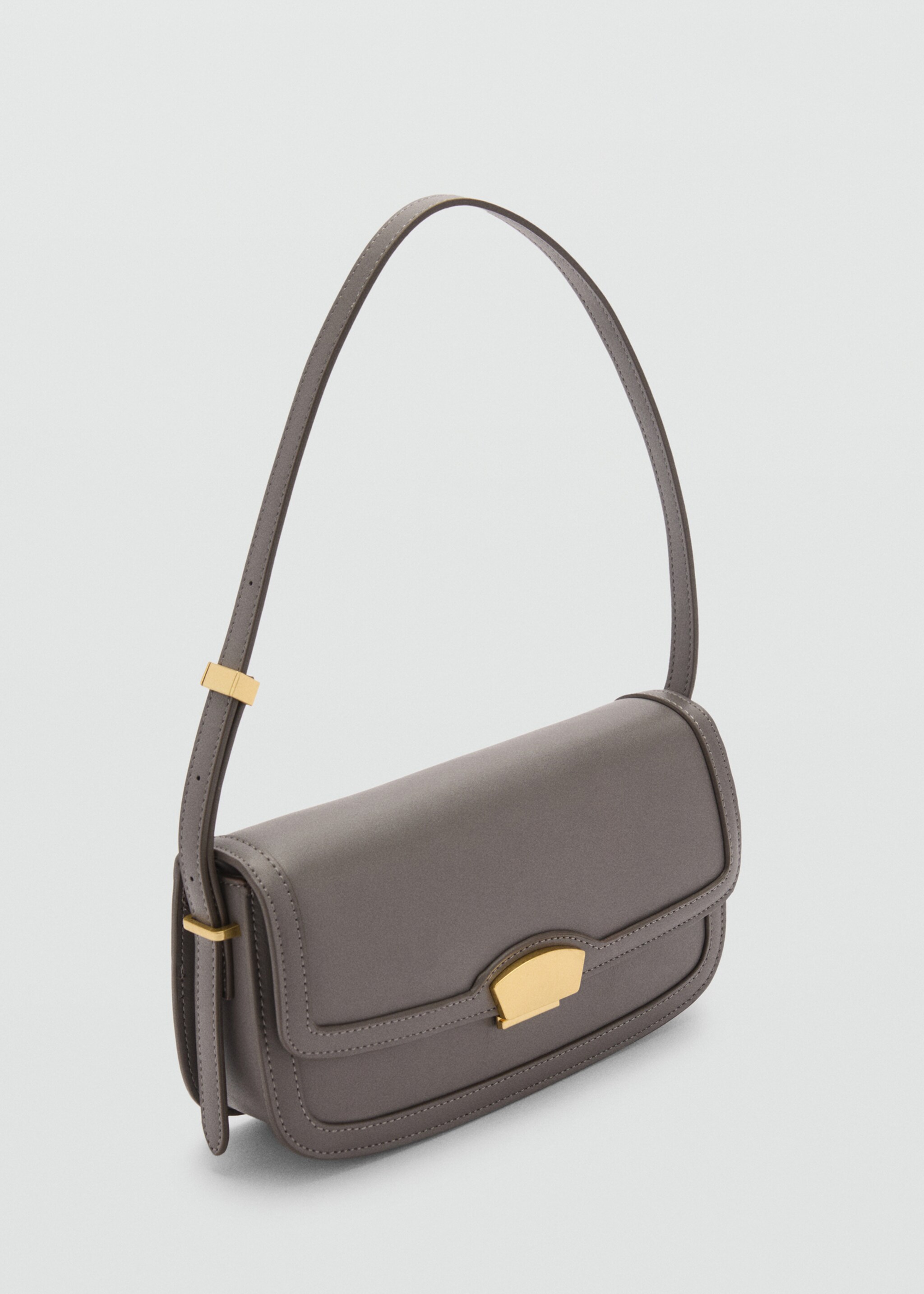 Shoulder bag with metal closure - Medium plane, Grey. Ref: 87000403-00.
