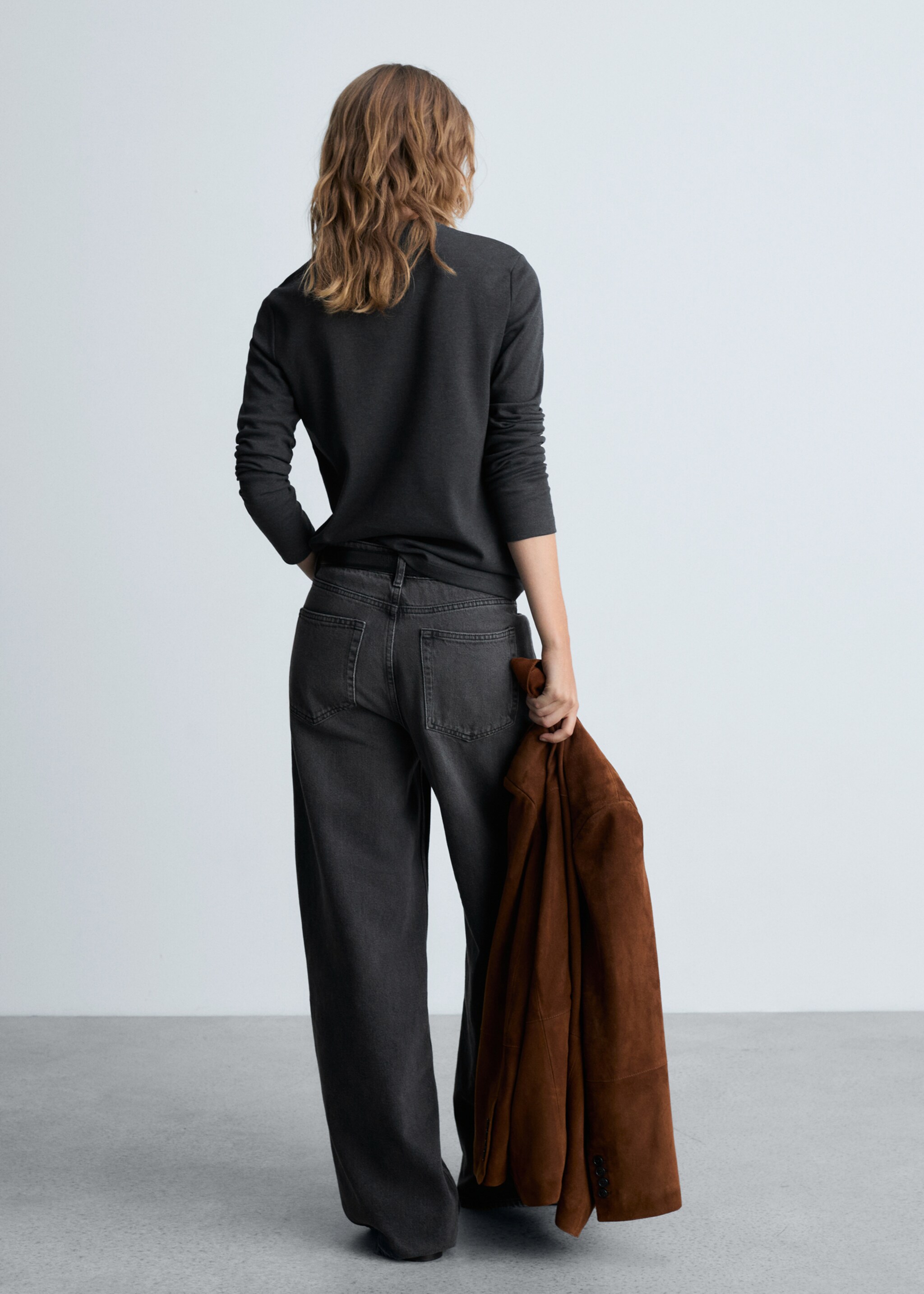 Thin round-neck t-shirt - Reverse of the article, Dark Heather Grey. Ref: 87000441-00.