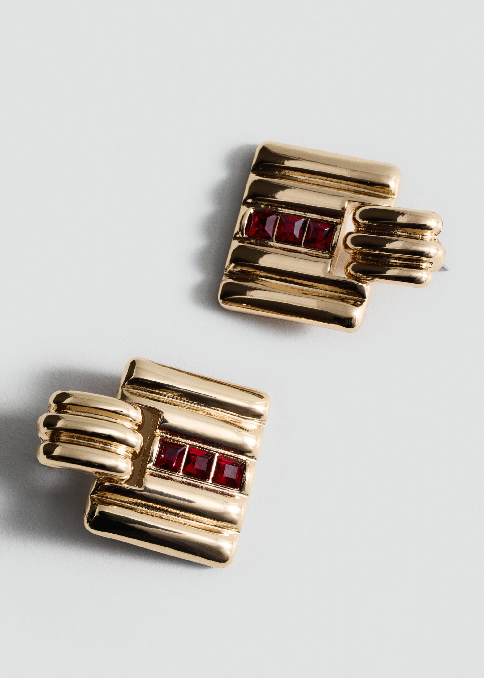 Boucles d'oreilles géométriques ornement cristaux - Plan moyen, Or. Ref: 87000458-00.