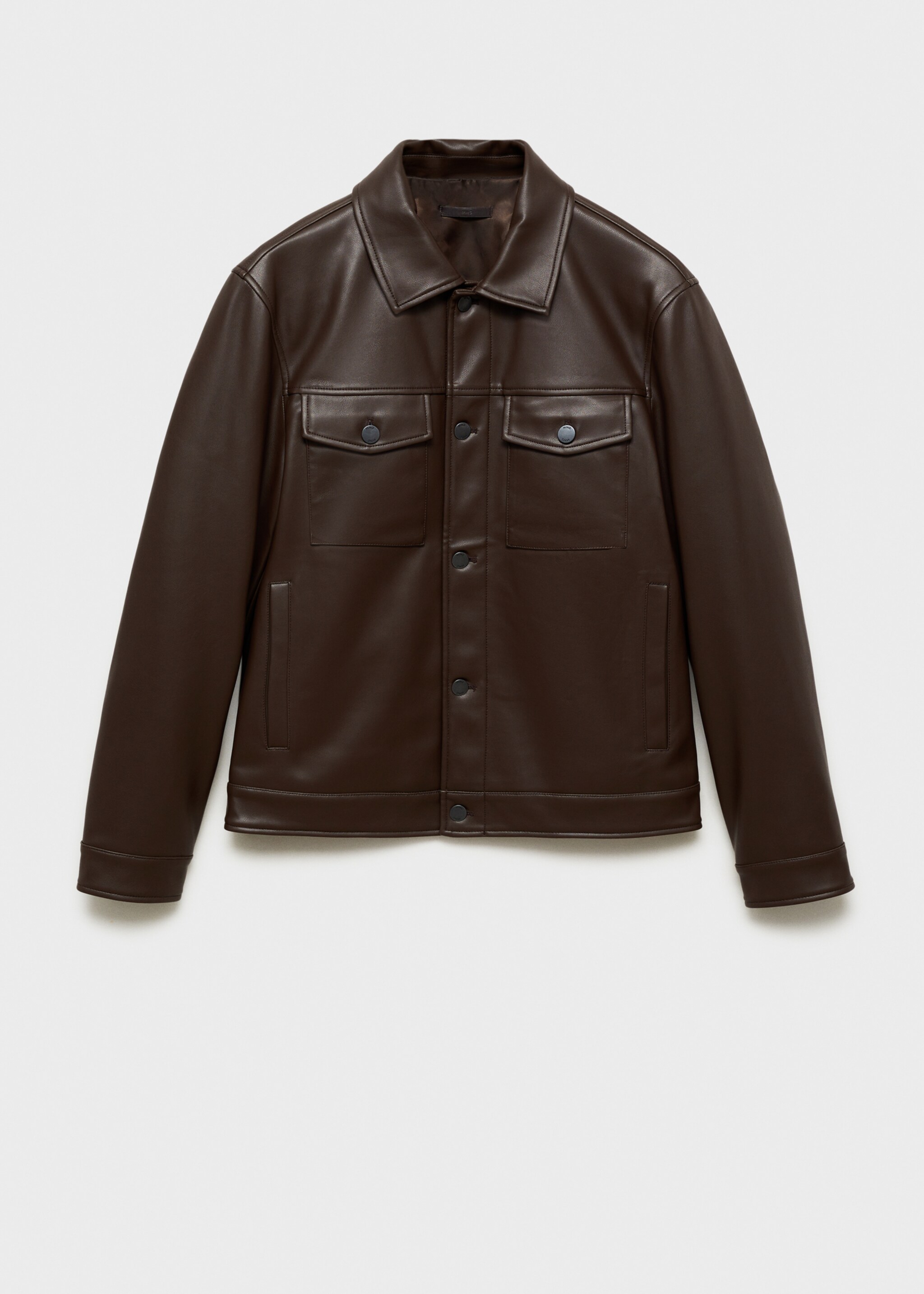 Kurzjacke mit Ledereffekt und Taschen - Artikel ohne Model, Braun. Ref: 87000589-00.