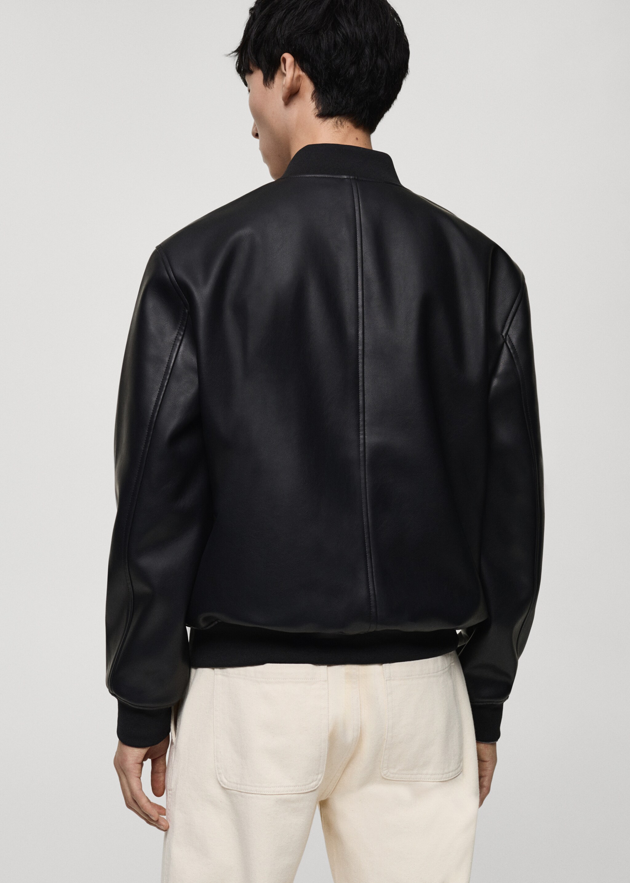 Veste bomber simili-cuir - Verso de l’article, Noir. Ref: 87000590-00.