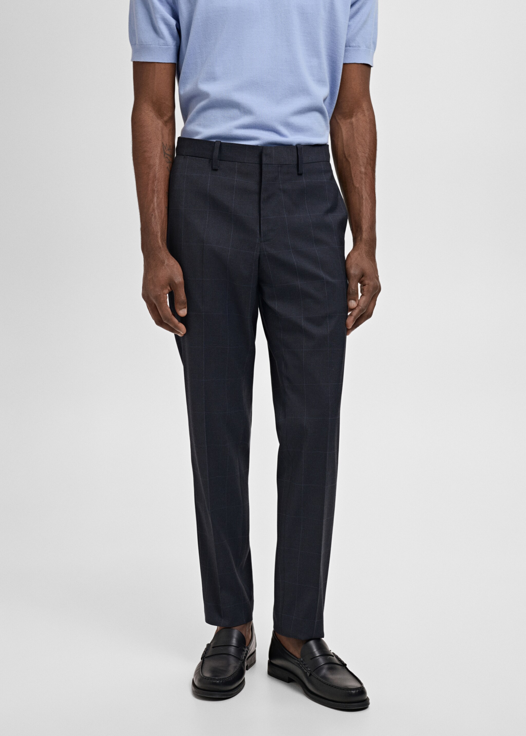 Stretch fabric super slim-fit suit trousers - Medium plane, Dark Navy. Ref: 87000591-00.