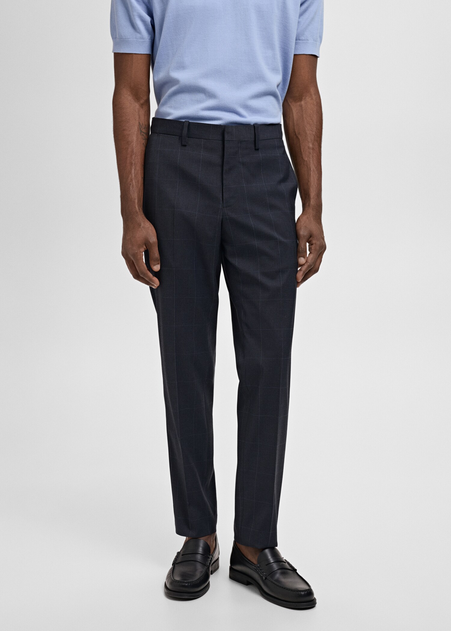 Stretch fabric super slim-fit suit trousers - Medium plane