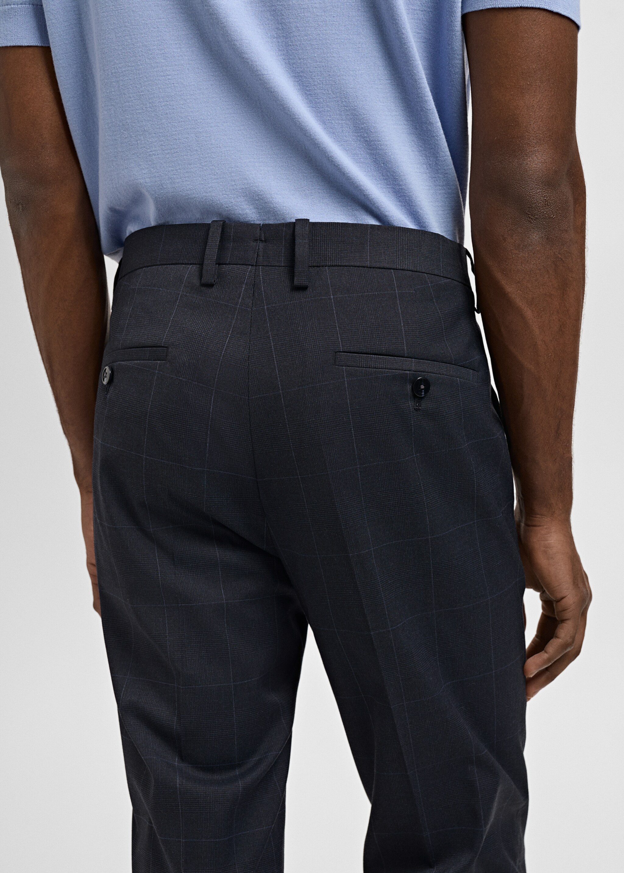 Stretch fabric super slim-fit suit trousers - Details of the article 1, Dark Navy. Ref: 87000591-00.