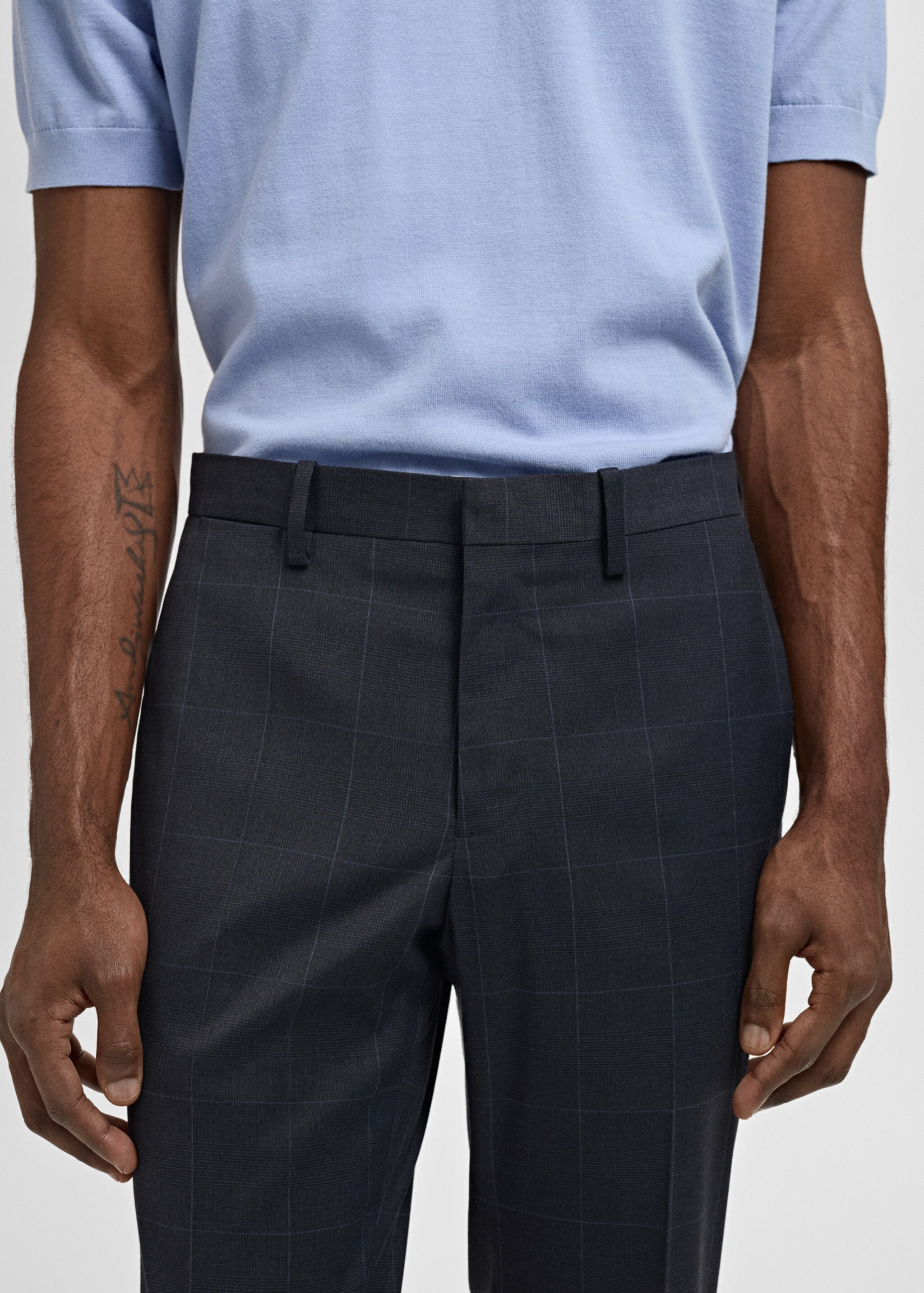 Stretch fabric super slim-fit suit trousers - Details of the article 2, Dark Navy. Ref: 87000591-00.