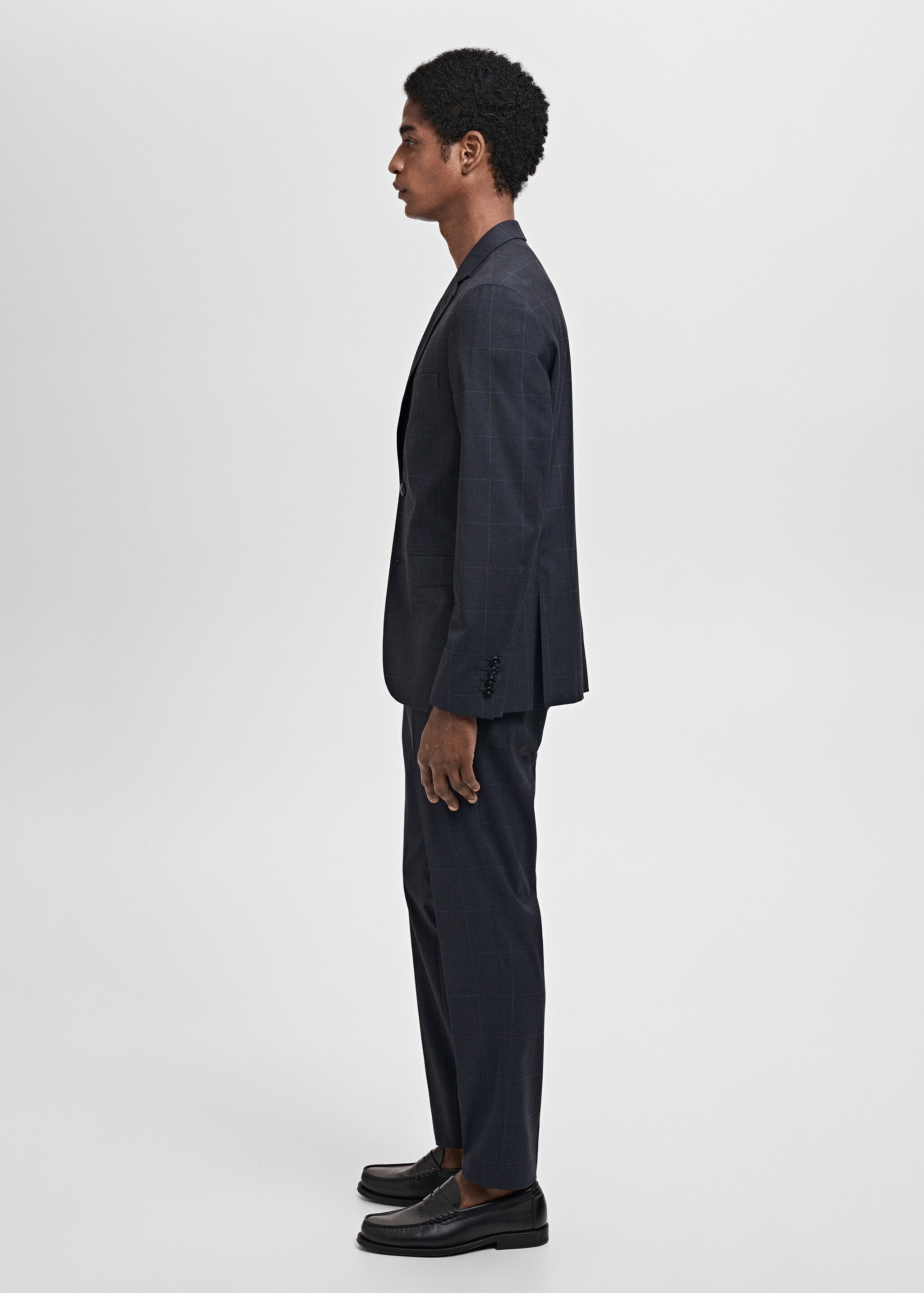 Stretch fabric super slim-fit suit trousers - Details of the article 6, Dark Navy. Ref: 87000591-00.