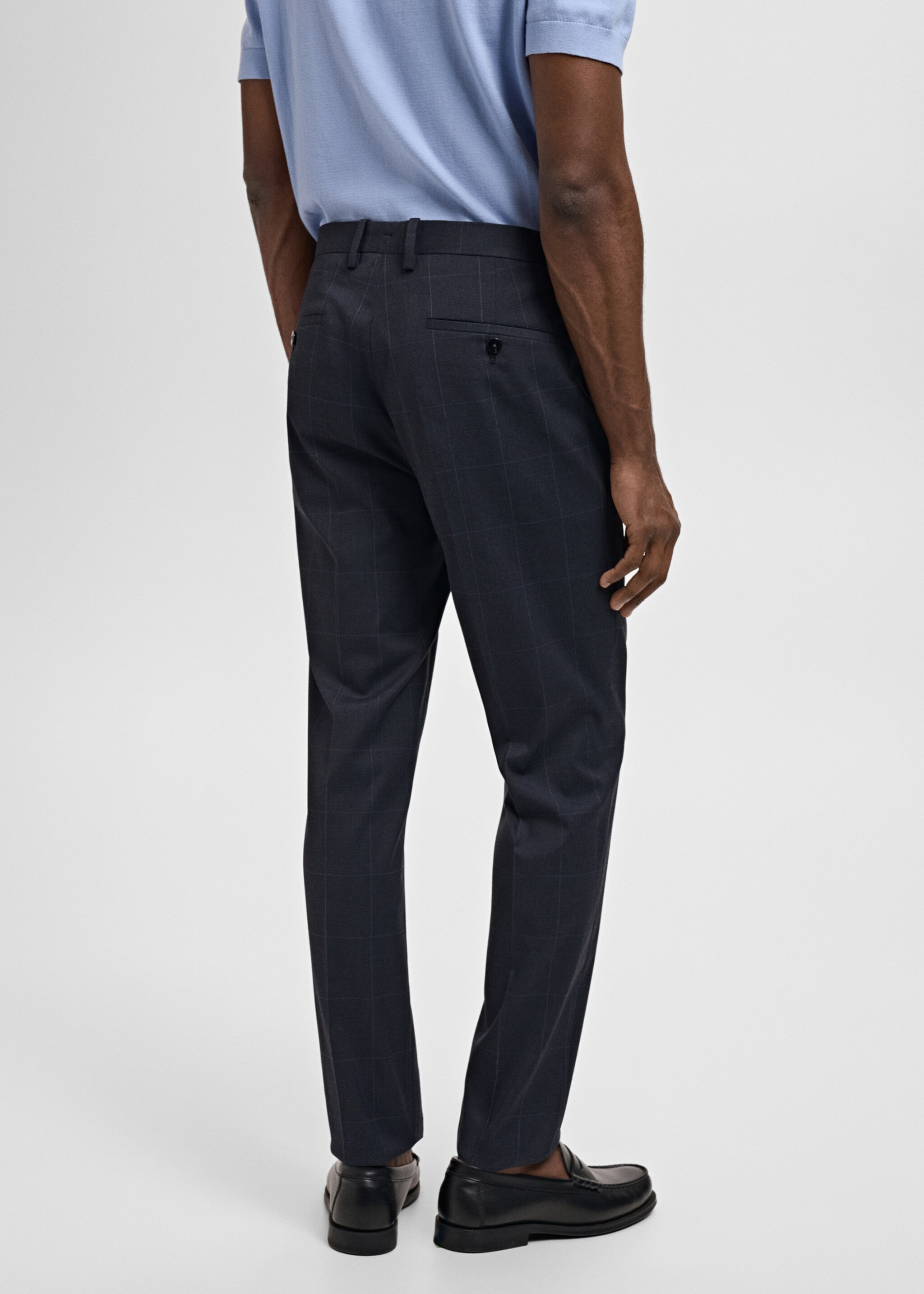 Stretch fabric super slim-fit suit trousers - Reverse of the article, Dark Navy. Ref: 87000591-00.