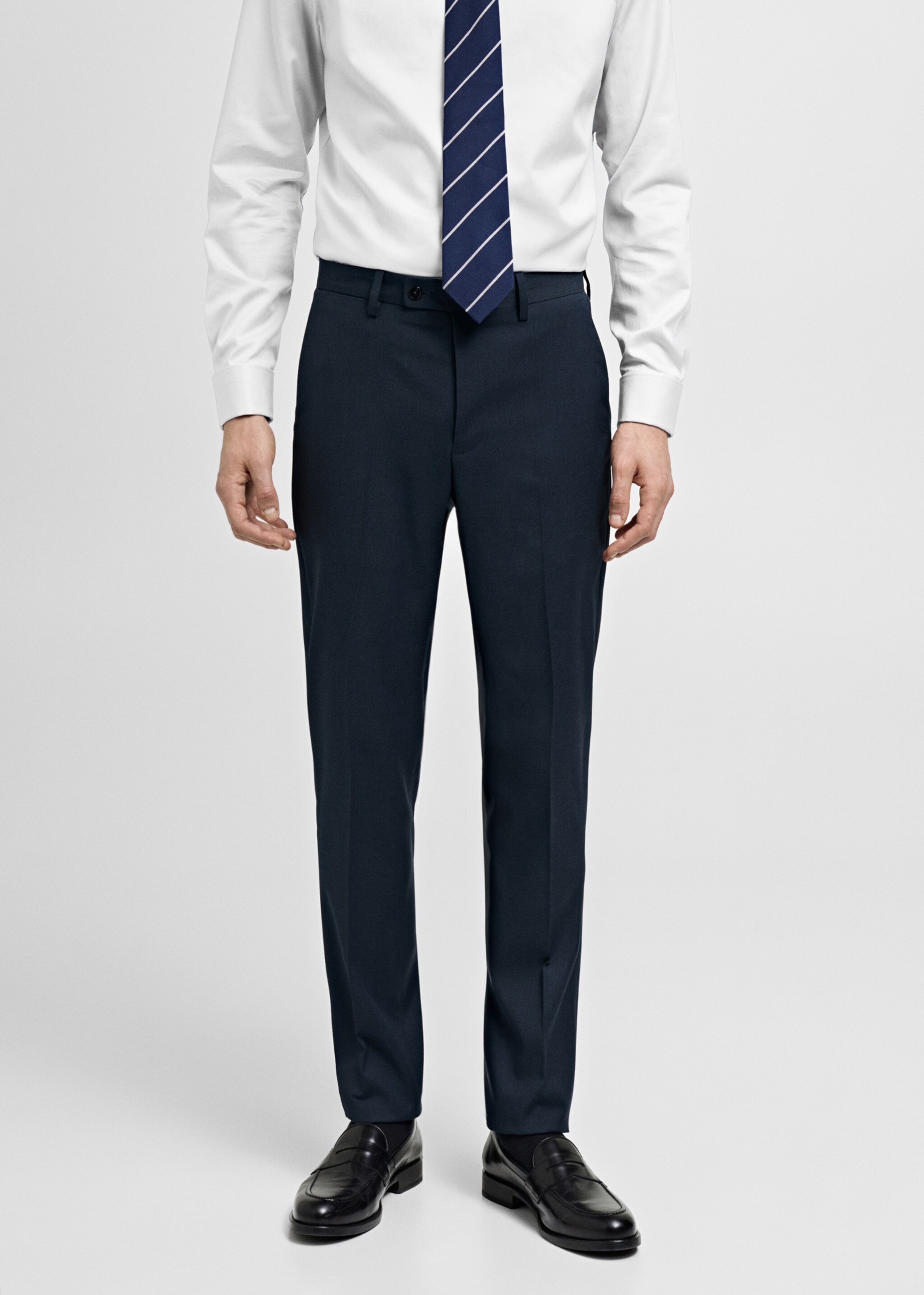 Milan slim-fit suit trousers - Medium plane, Dark Navy. Ref: 87000593-00.