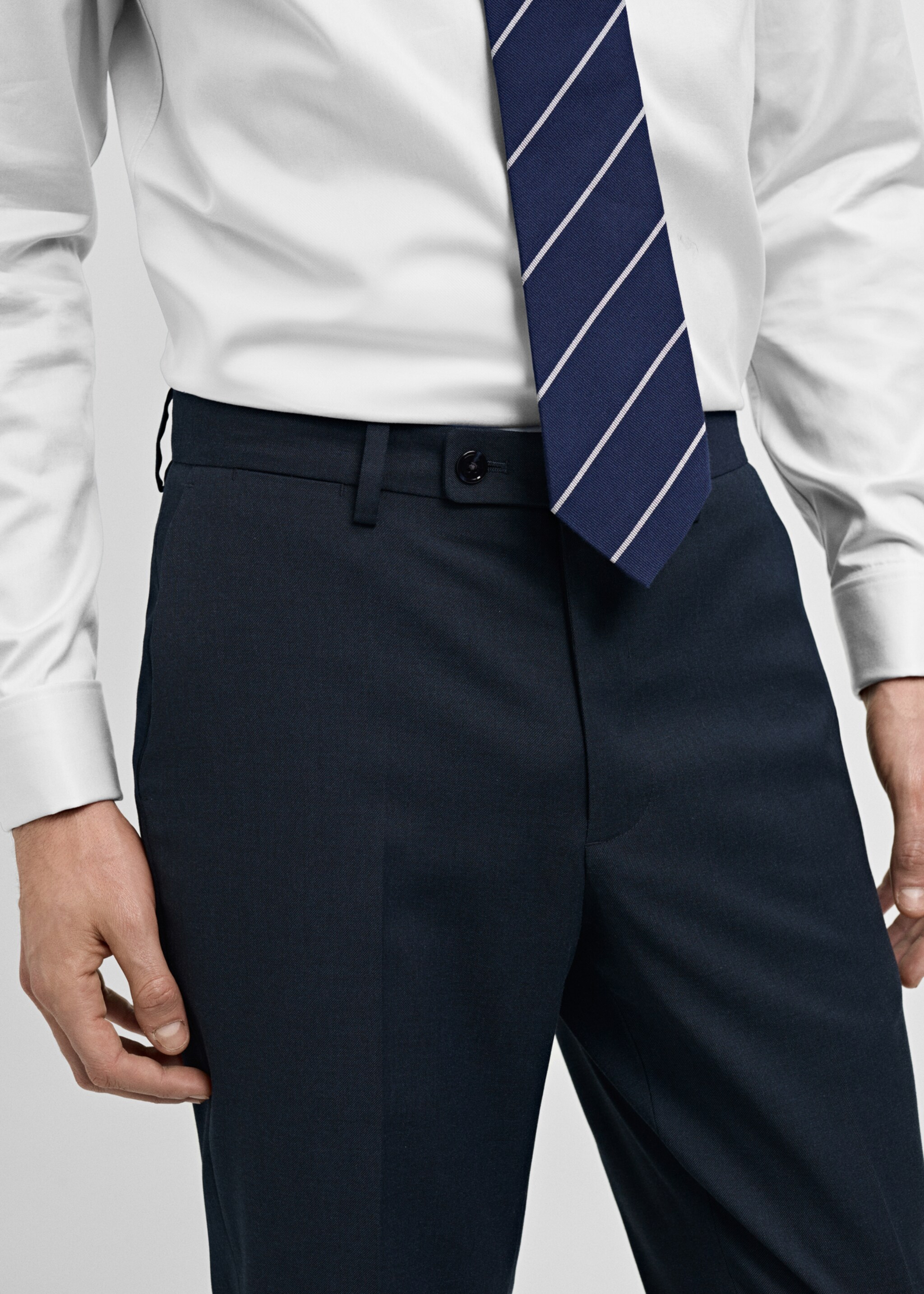 Milan slim-fit suit trousers - Details of the article 1, Dark Navy. Ref: 87000593-00.