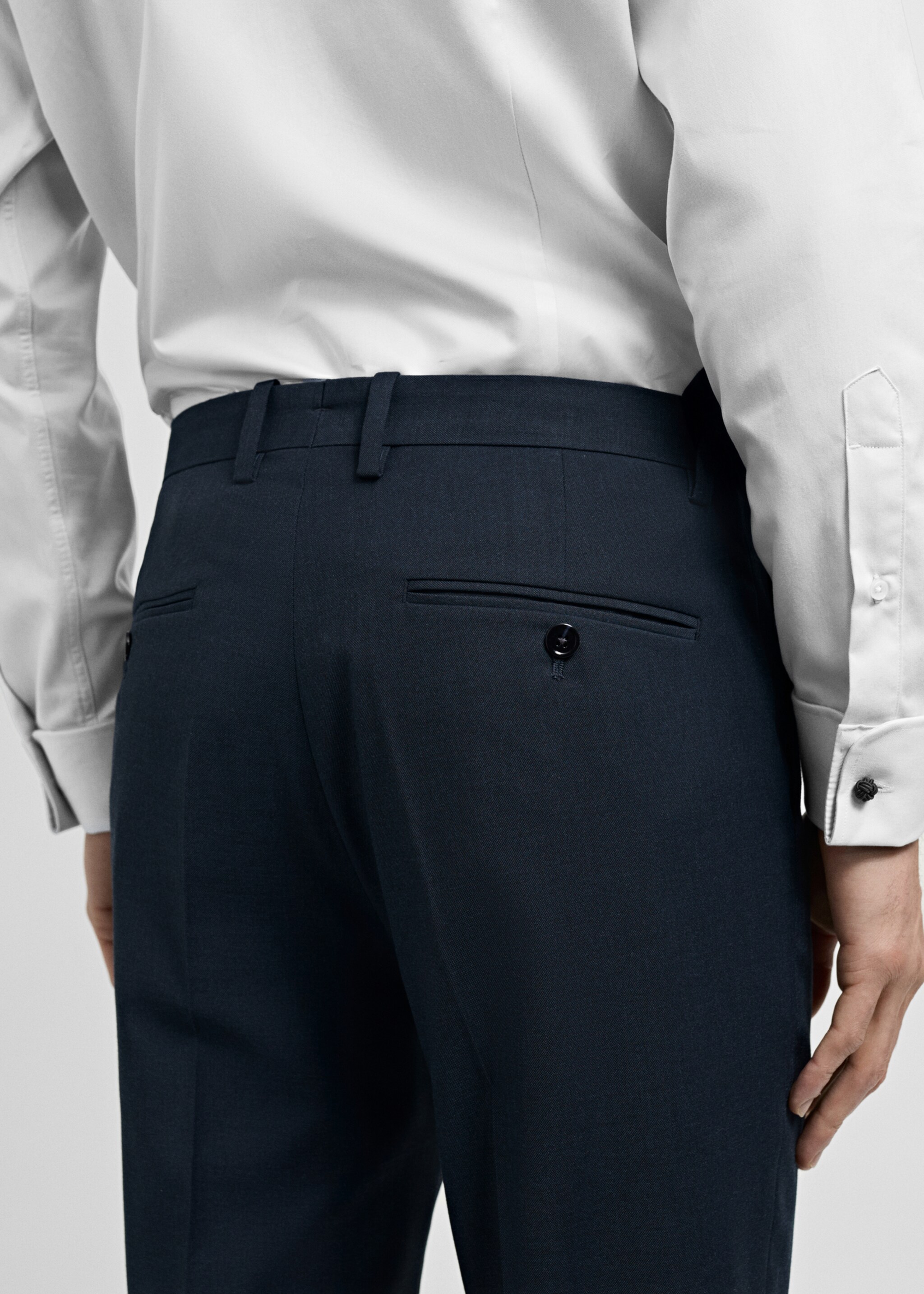Milan slim-fit suit trousers - Details of the article 6, Dark Navy. Ref: 87000593-00.