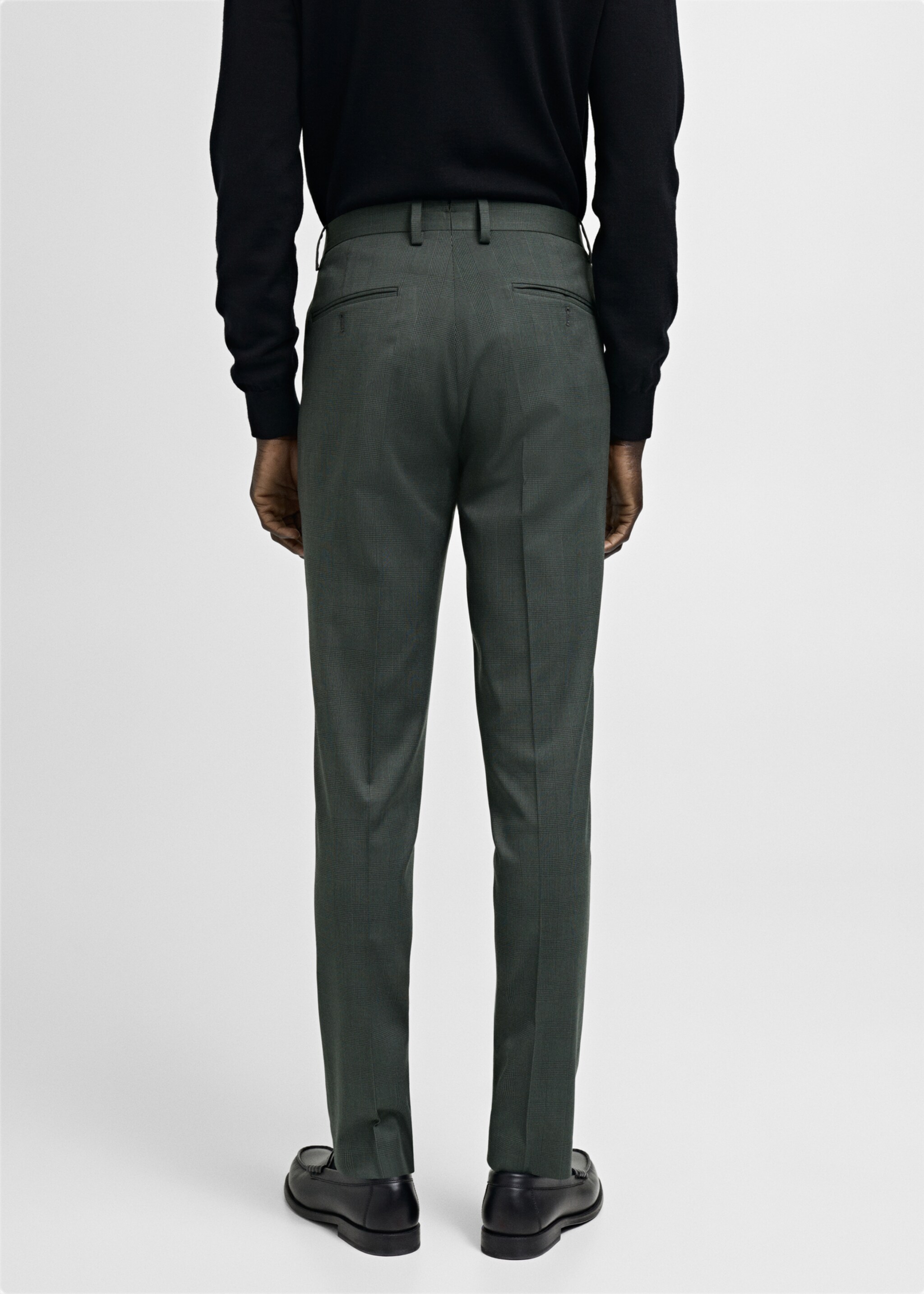 Milan Prince of Wales check suit trousers - Reverse of the article, Green. Ref: 87000594-00.