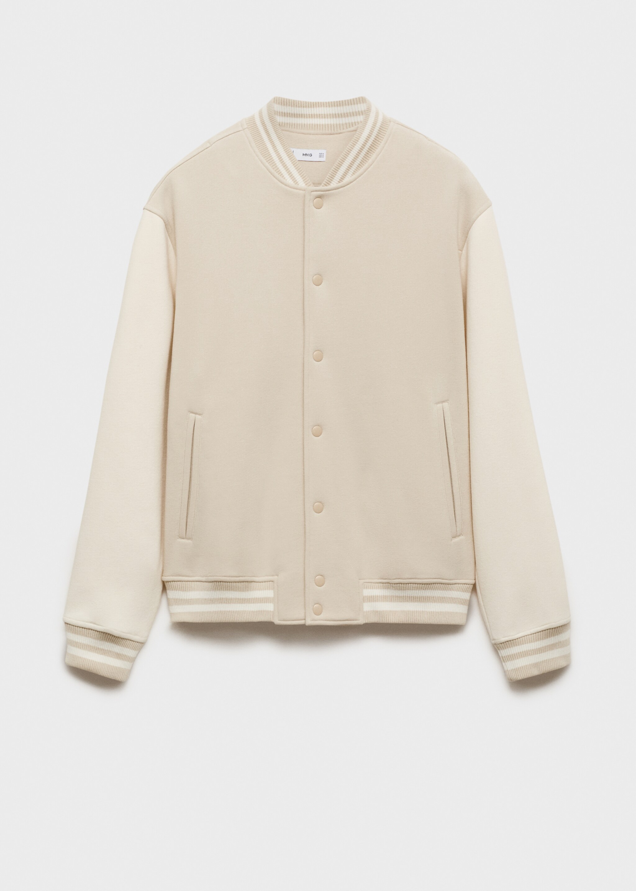 Baumwoll-Bomberjacke aus Baumwolle mit Kontrastdesign - Artikel ohne Model, Beige. Ref: 87000598-00.