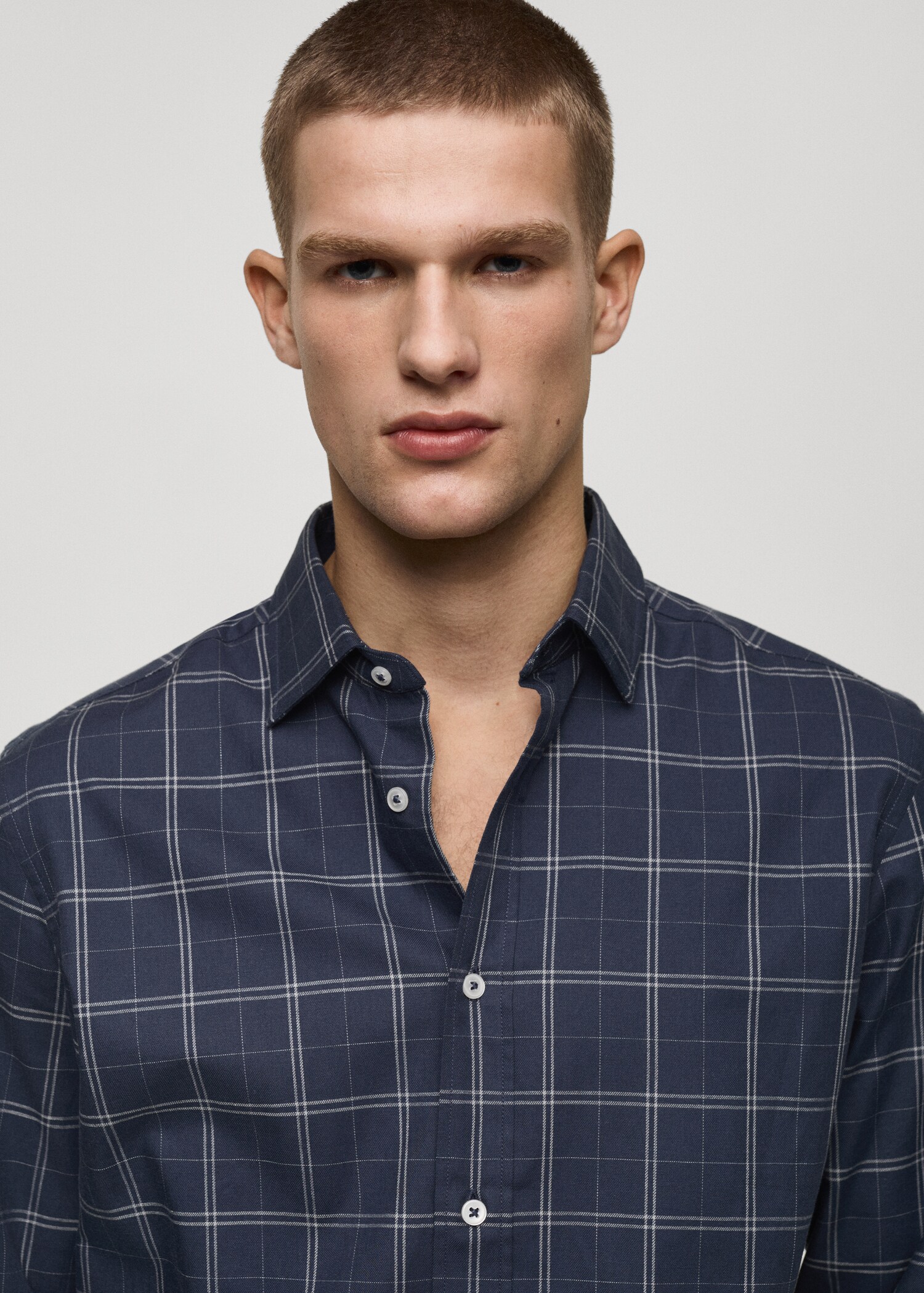 Regular fit check cotton shirt - Details of the article 1