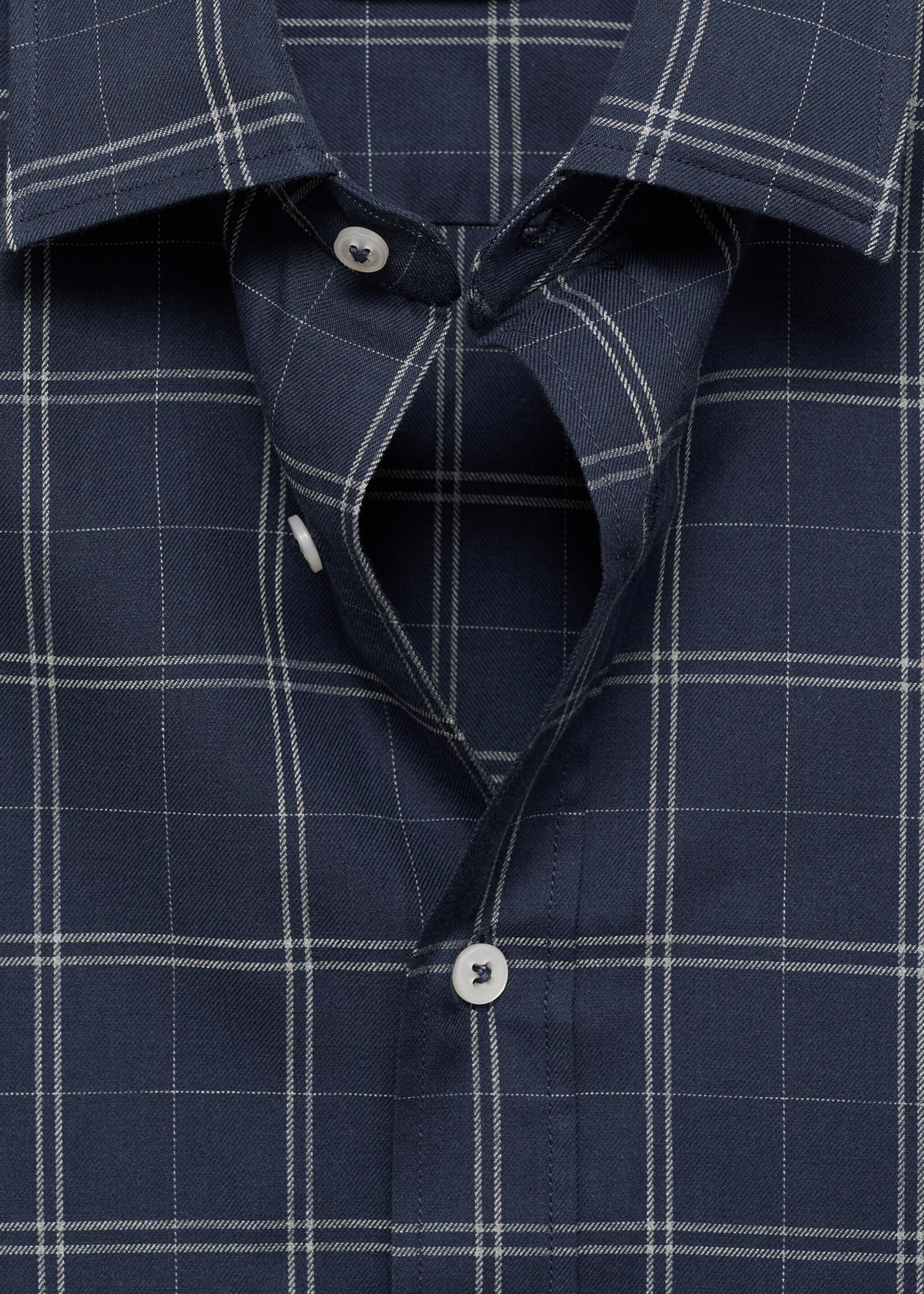 Regular fit check cotton shirt - Details of the article 8, Dark Navy. Ref: 87000600-00.