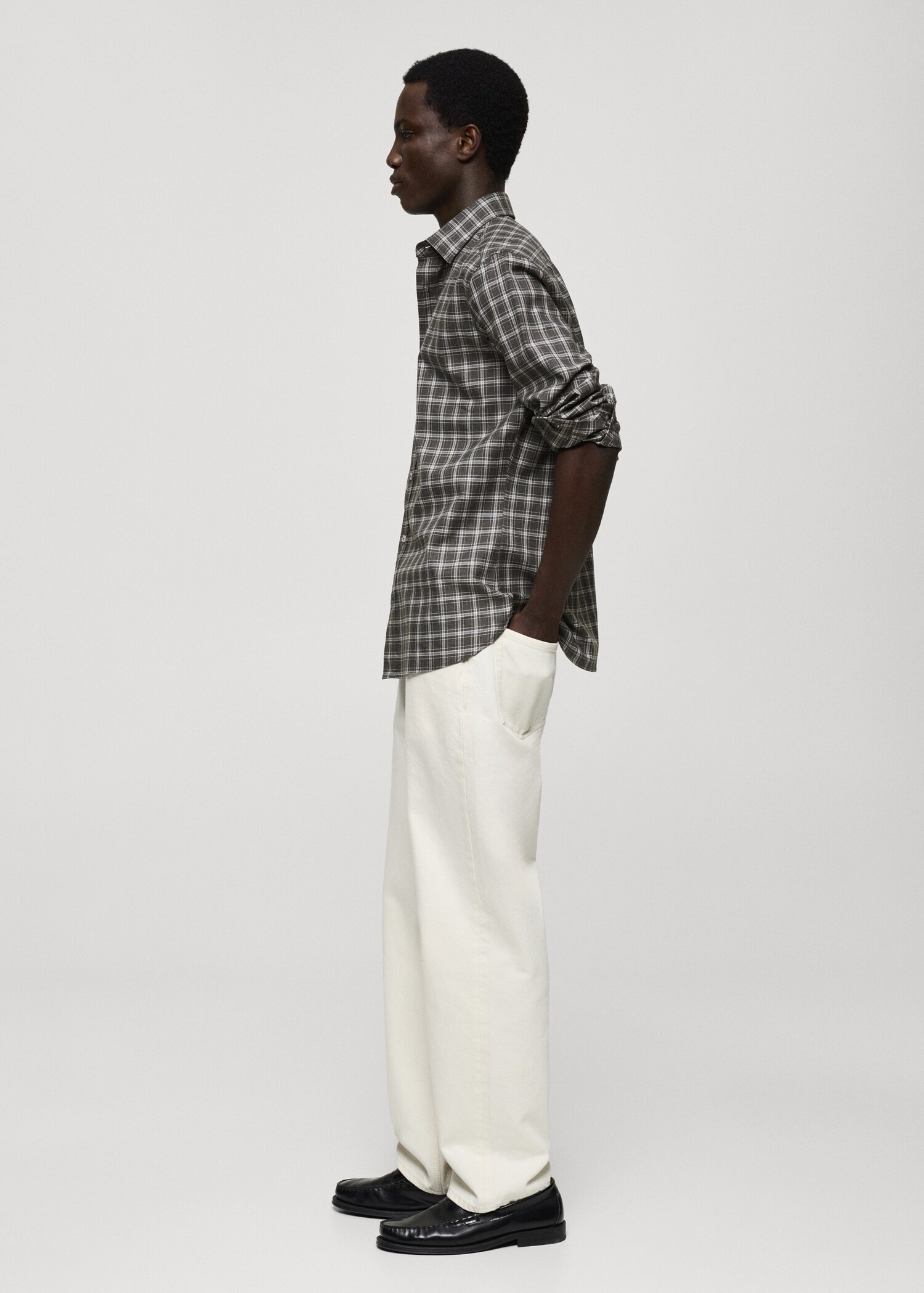 Regular fit check cotton shirt - Details of the article 2