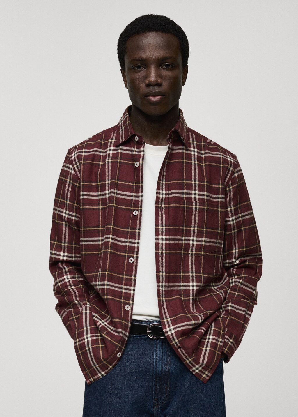 100% cotton flannel checkered shirt - Men | MANGO OUTLET Netherlands