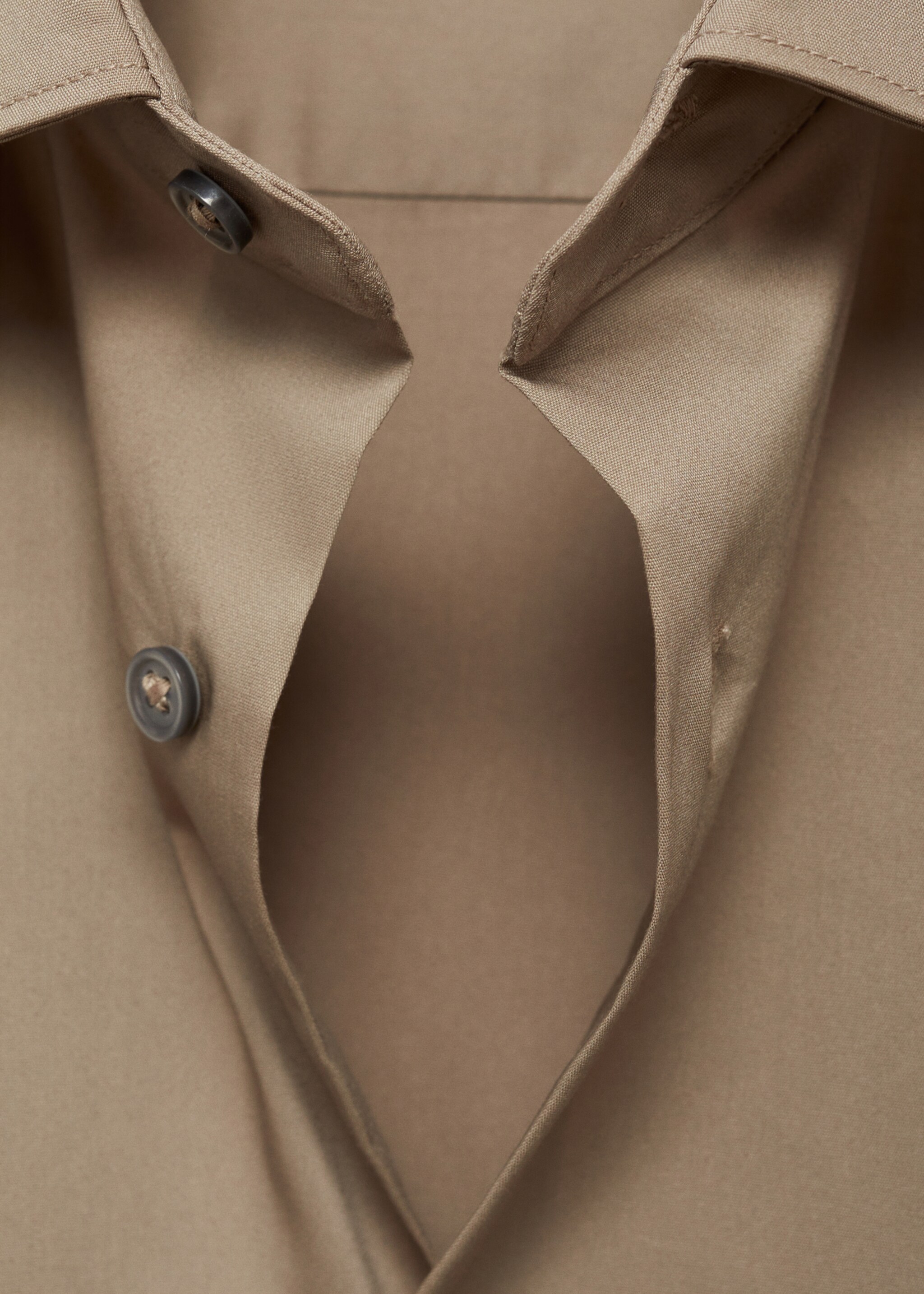 Regular-fit stretch cotton shirt - Details of the article 8, Medium Brown. Ref: 87000602-00.