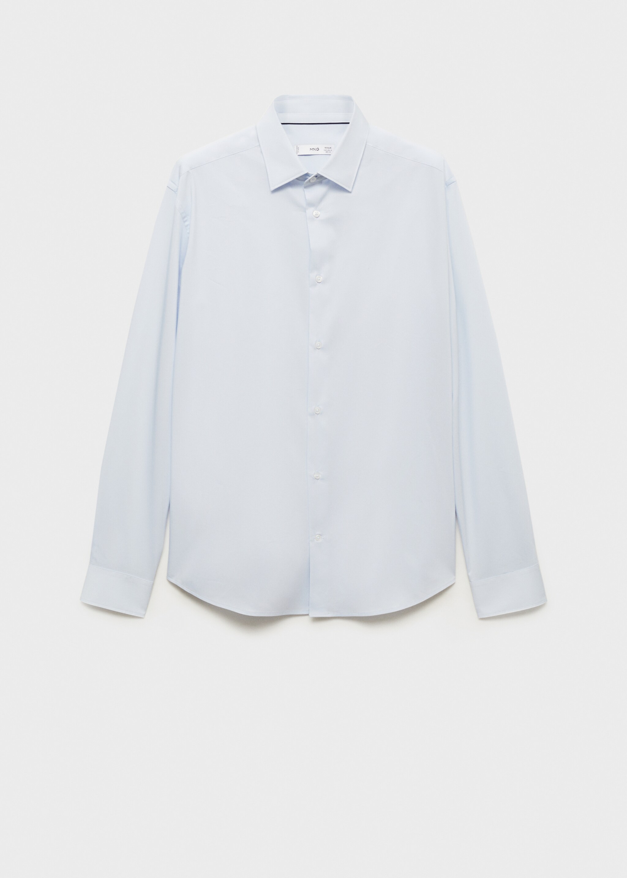 Regular-fit stretch cotton shirt - Article without model, Sky Blue. Ref: 87000602-00.