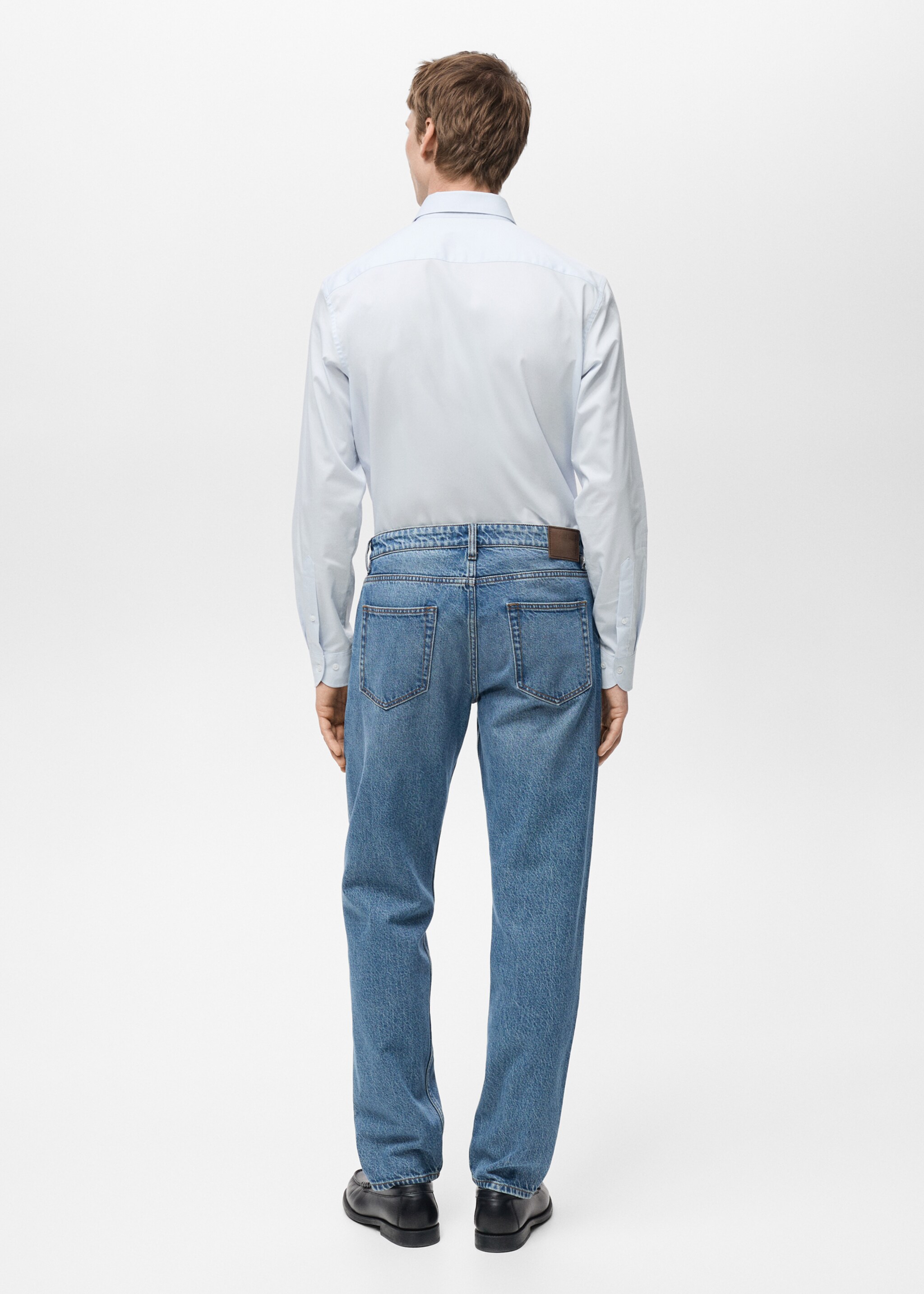 Regular-fit stretch cotton shirt - Reverse of the article, Sky Blue. Ref: 87000602-00.