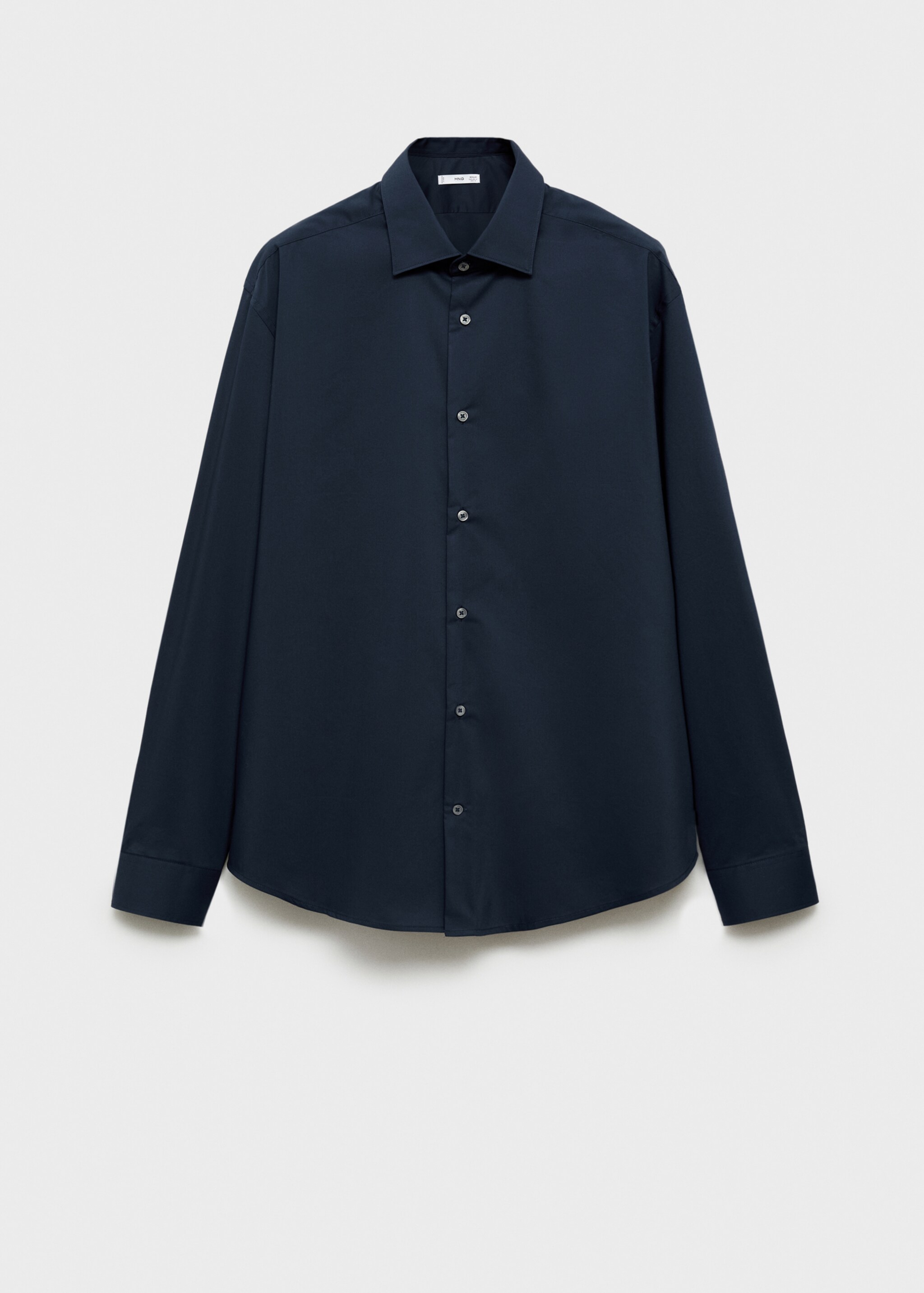 Regular-fit stretch cotton shirt - Article without model, Dark Navy. Ref: 87000602-00.