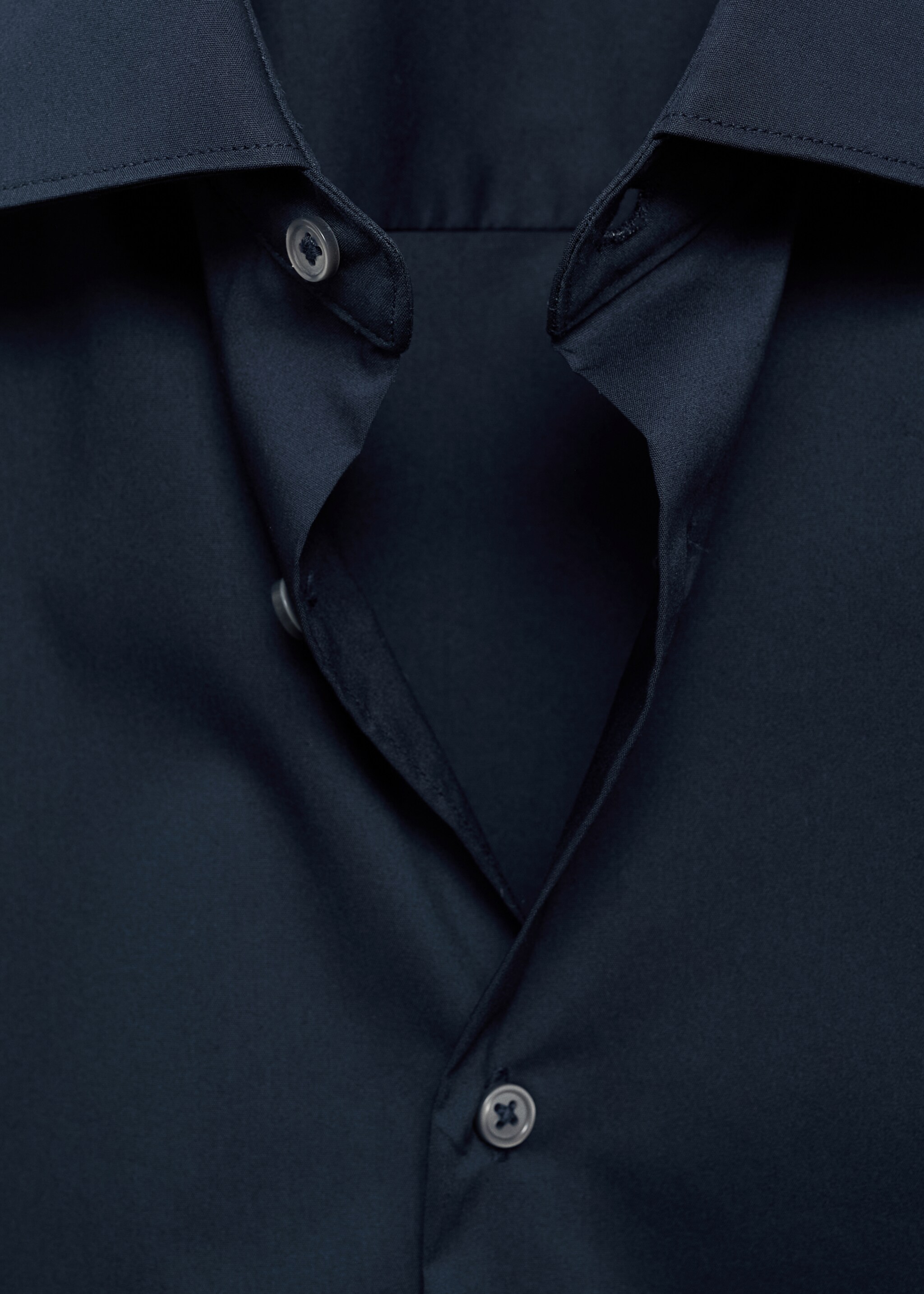 Regular-fit stretch cotton shirt - Details of the article 8, Dark Navy. Ref: 87000602-00.