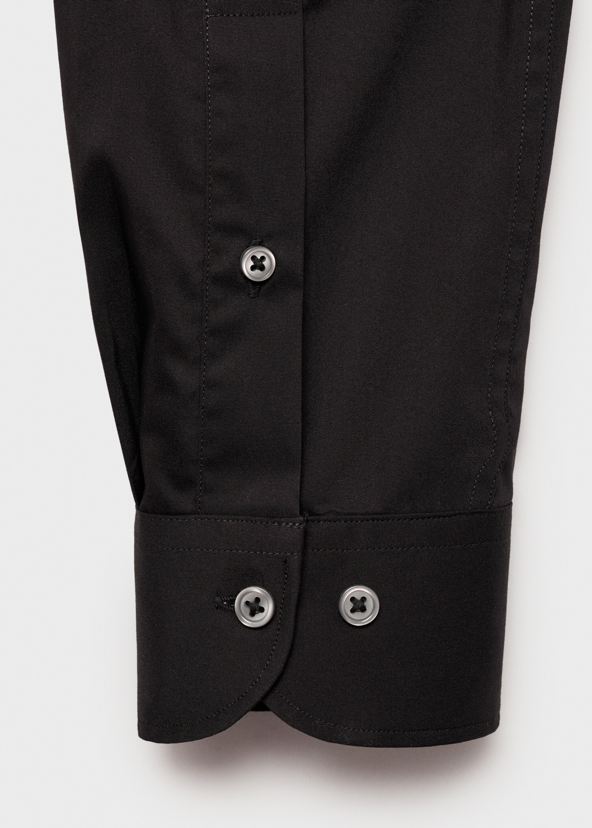 Regular-fit stretch cotton shirt - Details of the article 0, Black. Ref: 87000602-00.