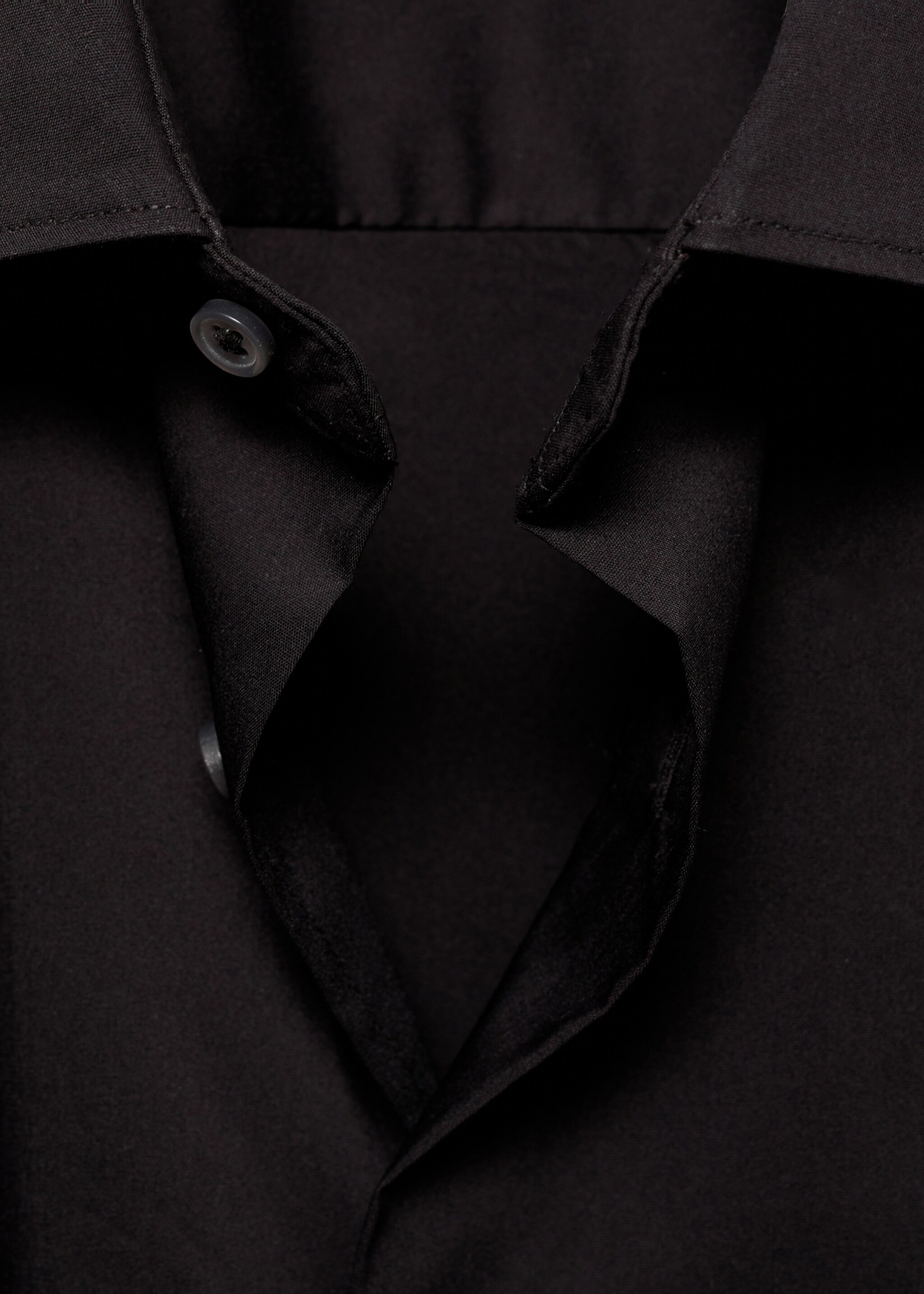 Regular-fit stretch cotton shirt - Details of the article 8, Black. Ref: 87000602-00.