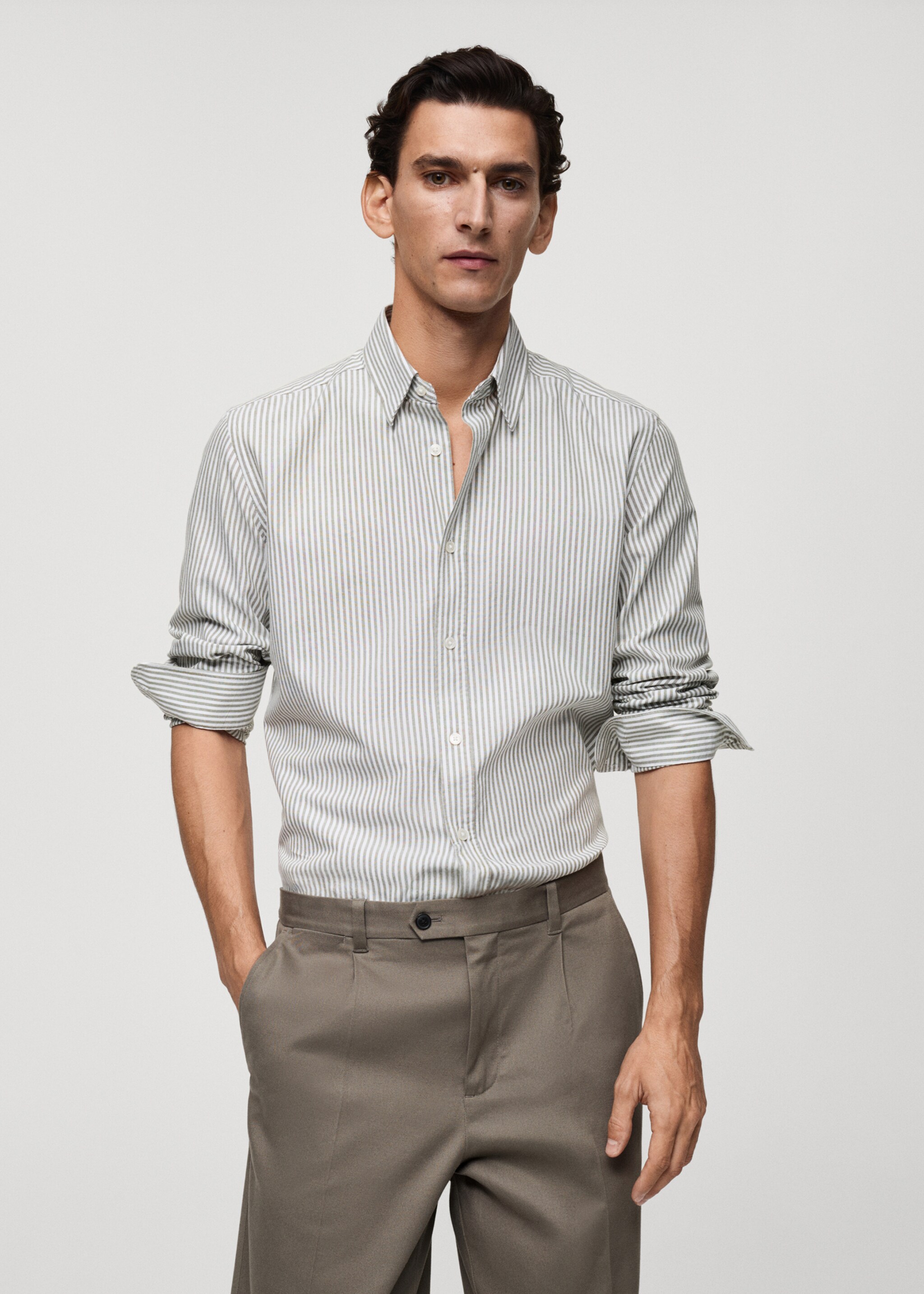 100% cotton kodak striped shirt - Medium plane, Green. Ref: 87000603-00.