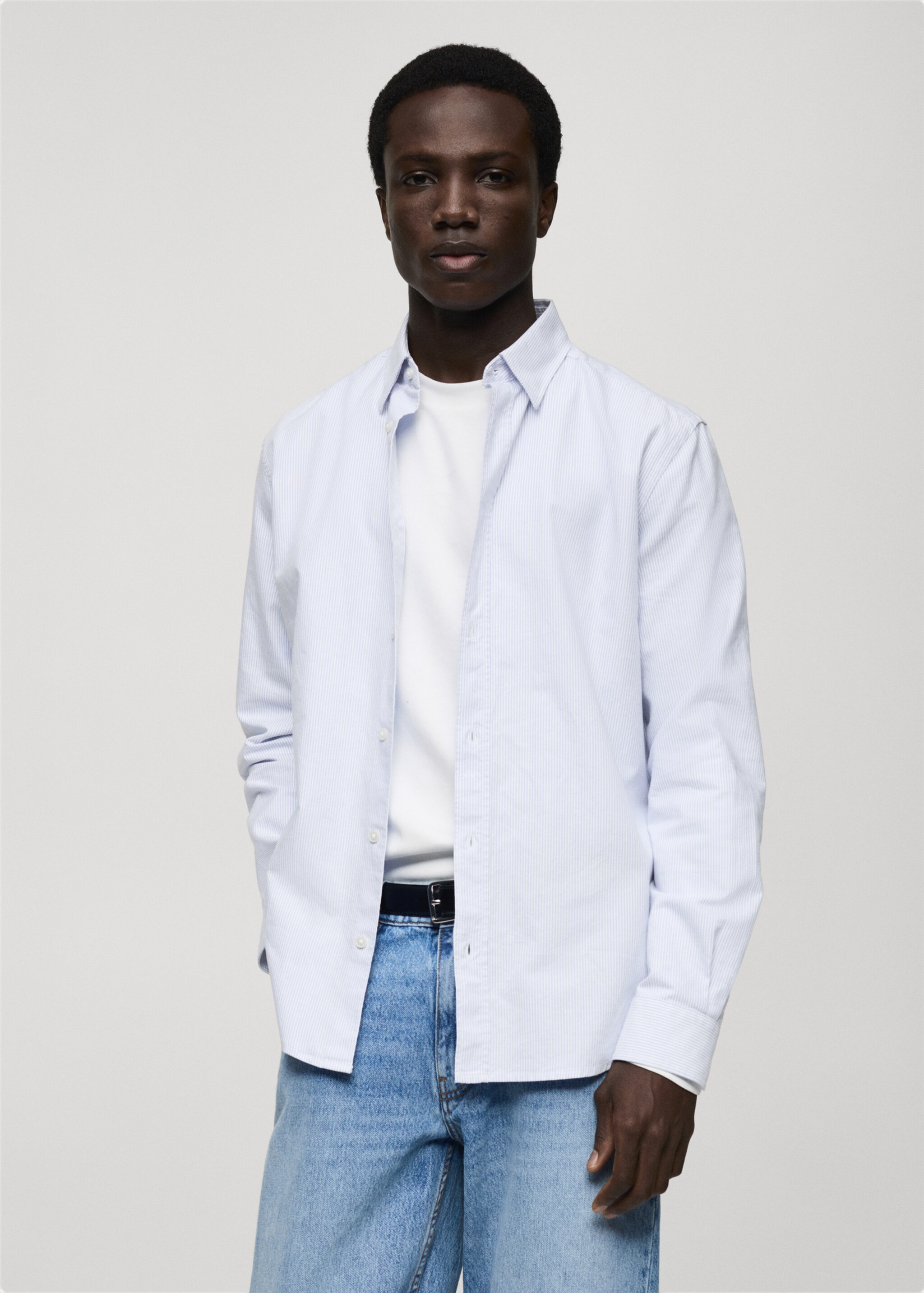 Hemd aus 100 % Baumwolle mit Kodakstreifen - Mittlere Ansicht, Blau. Ref: 87000603-00.