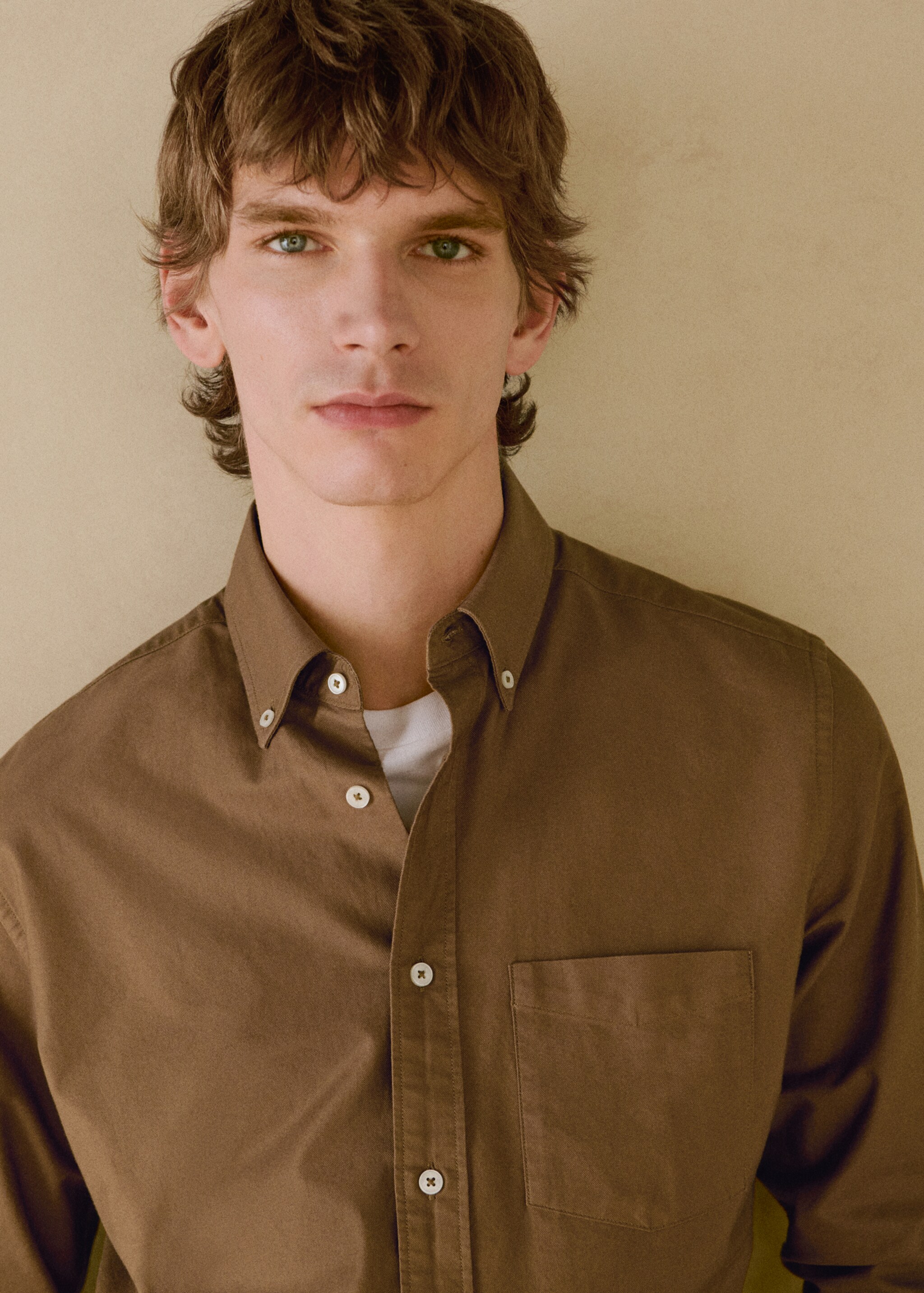 100% cotton Oxford shirt - Details of the article 3, Brown. Ref: 87000604-00.