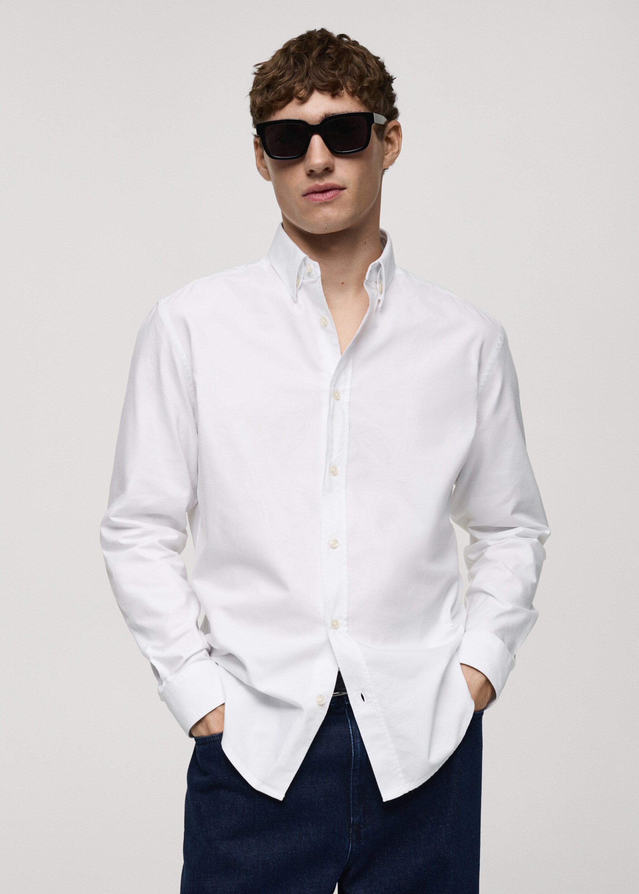 Chemise oxford 100 % coton - Plan moyen, Blanc. Ref: 87000605-00.