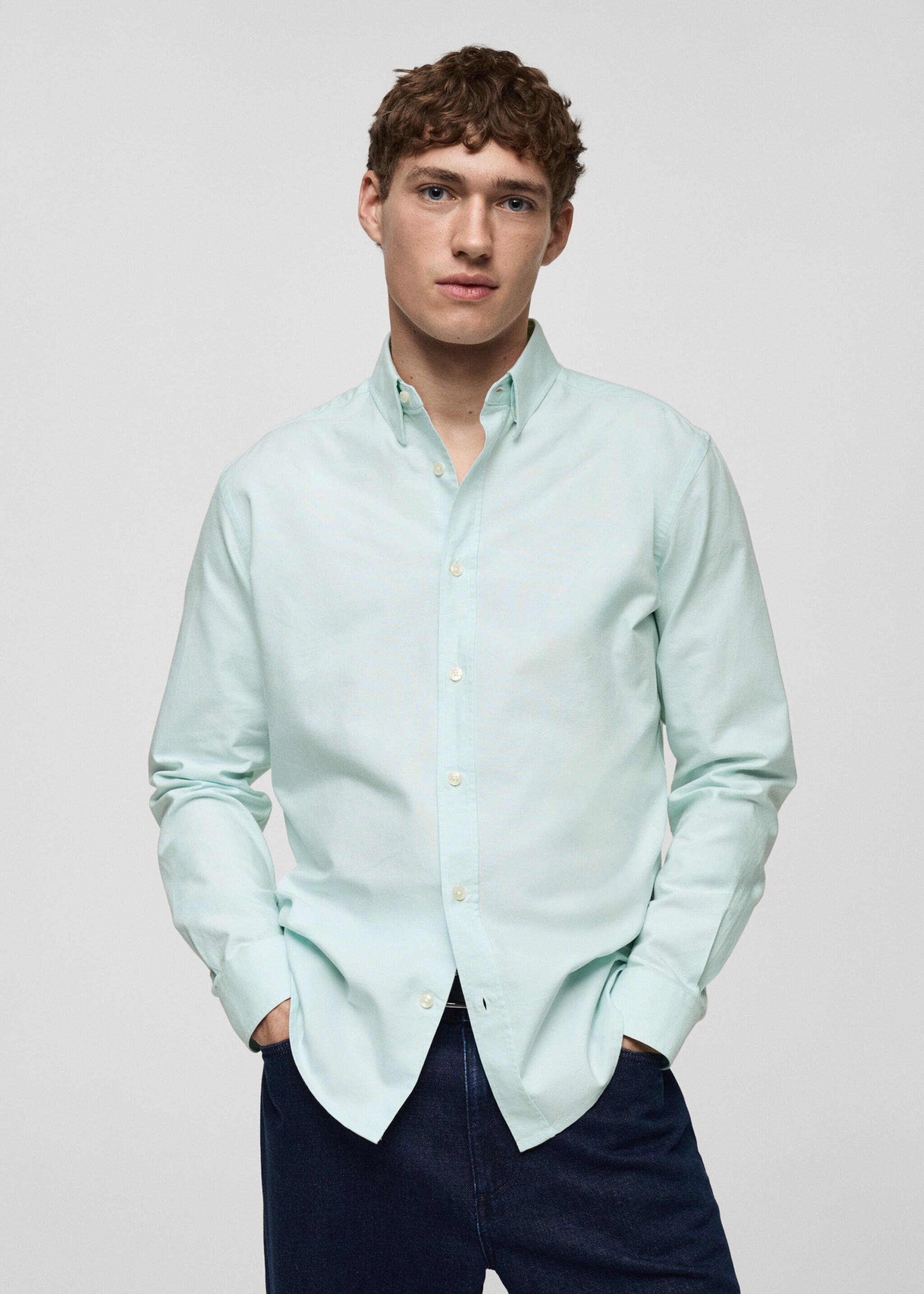 Chemise oxford 100 % coton - Plan moyen, Vert pastel. Ref: 87000605-00.