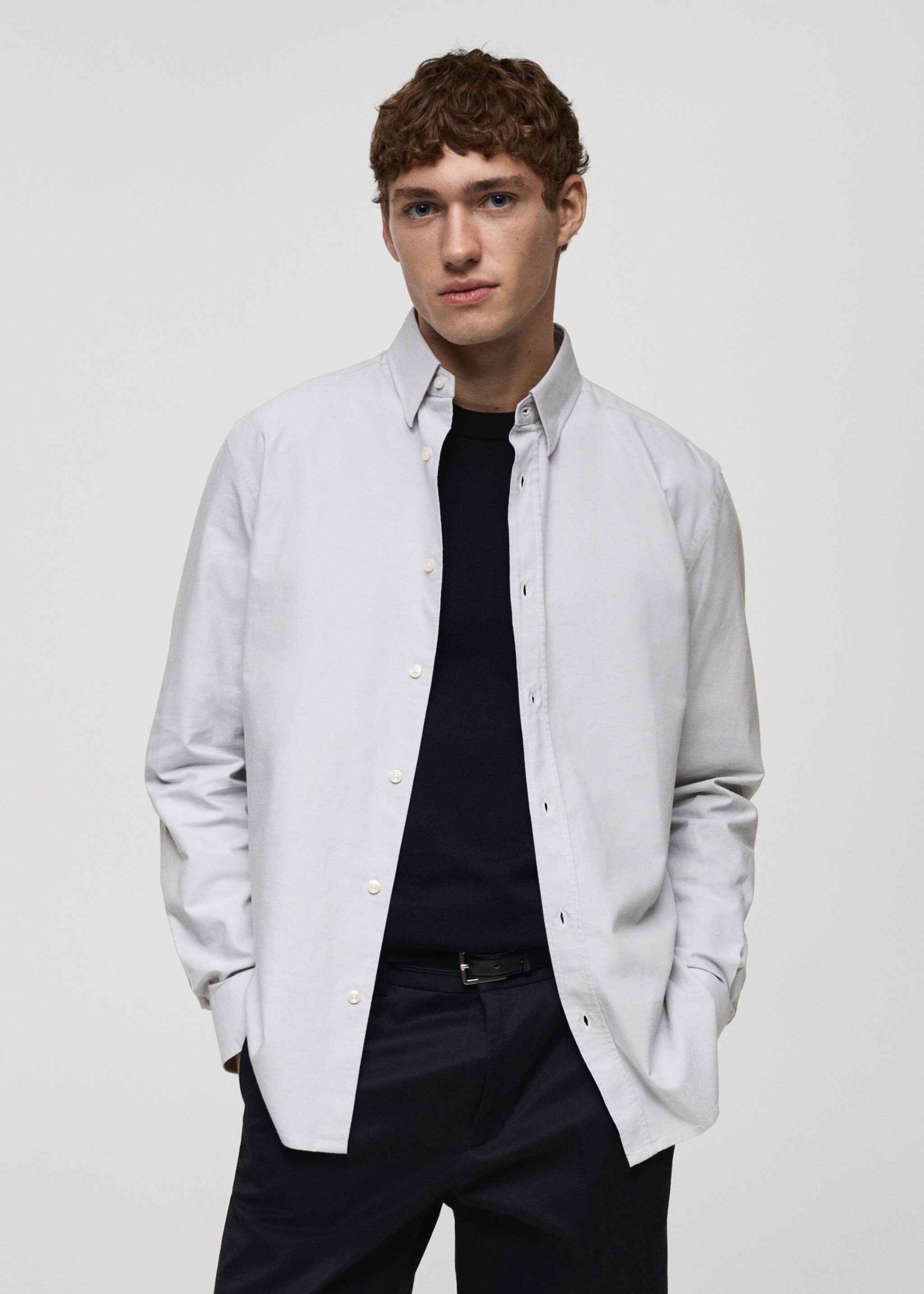 Chemise oxford 100 % coton - Plan moyen, Gris. Ref: 87000605-00.