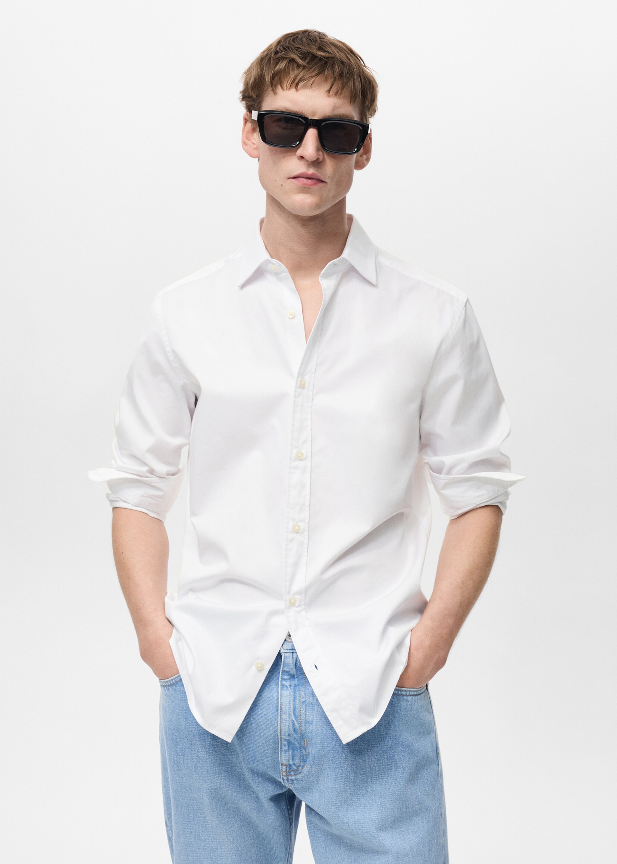 100% cotton regular fit shirt - Medium plane, White. Ref: 87000606-00.