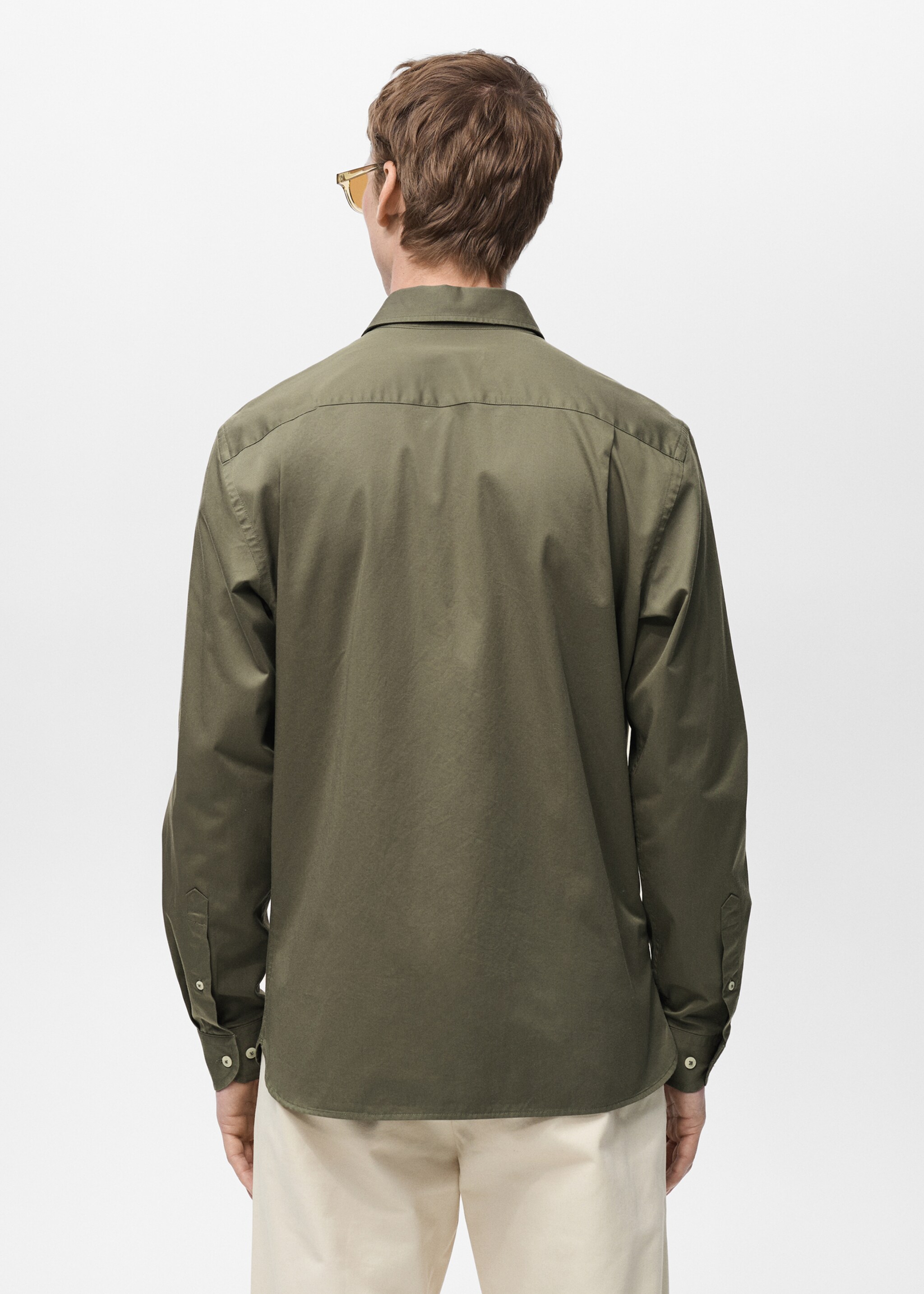 100% cotton regular fit shirt - Reverse of the article, Khaki. Ref: 87000606-00.