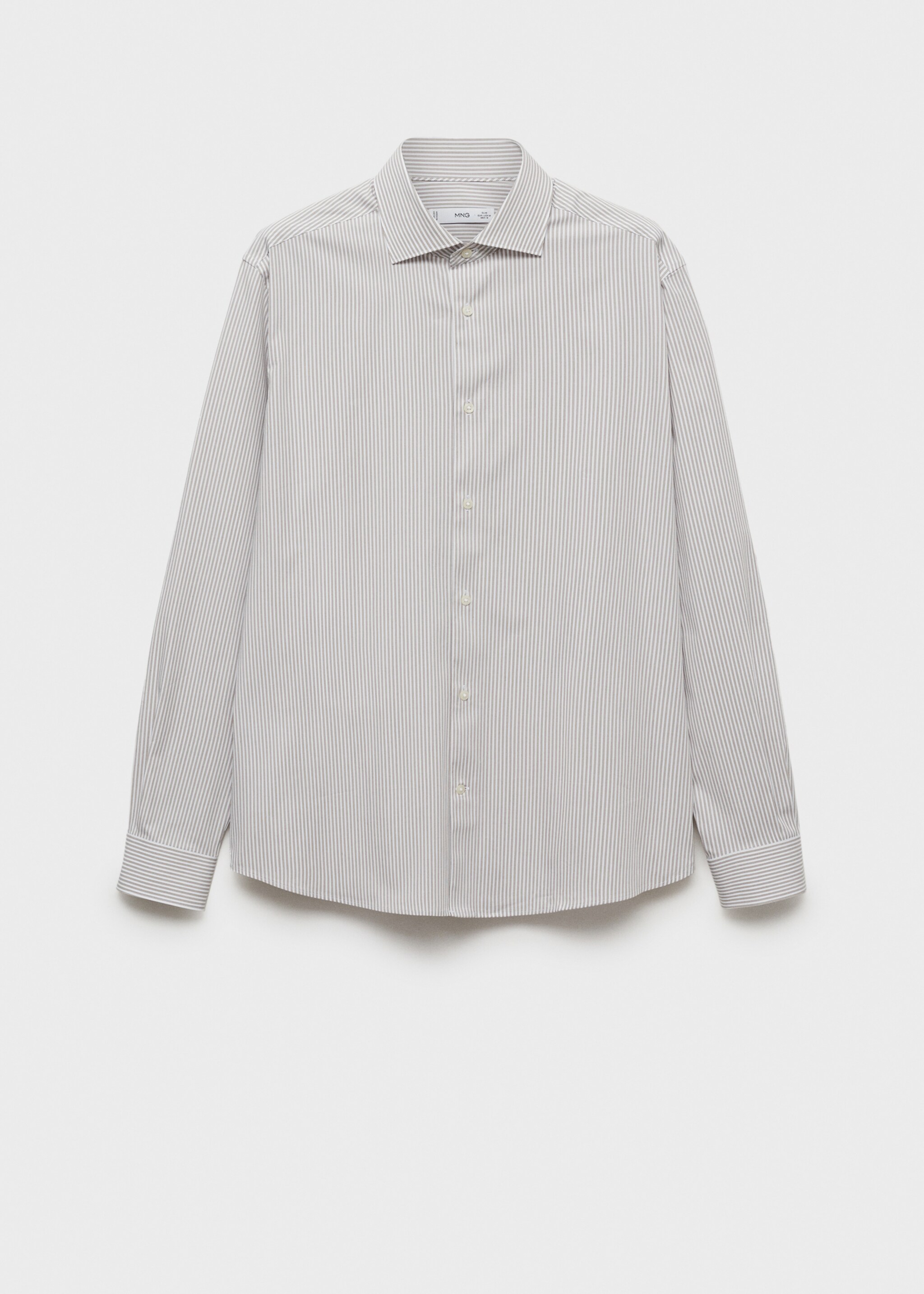 Slim fit striped cotton shirt - Article without model, Brown. Ref: 87000607-00.