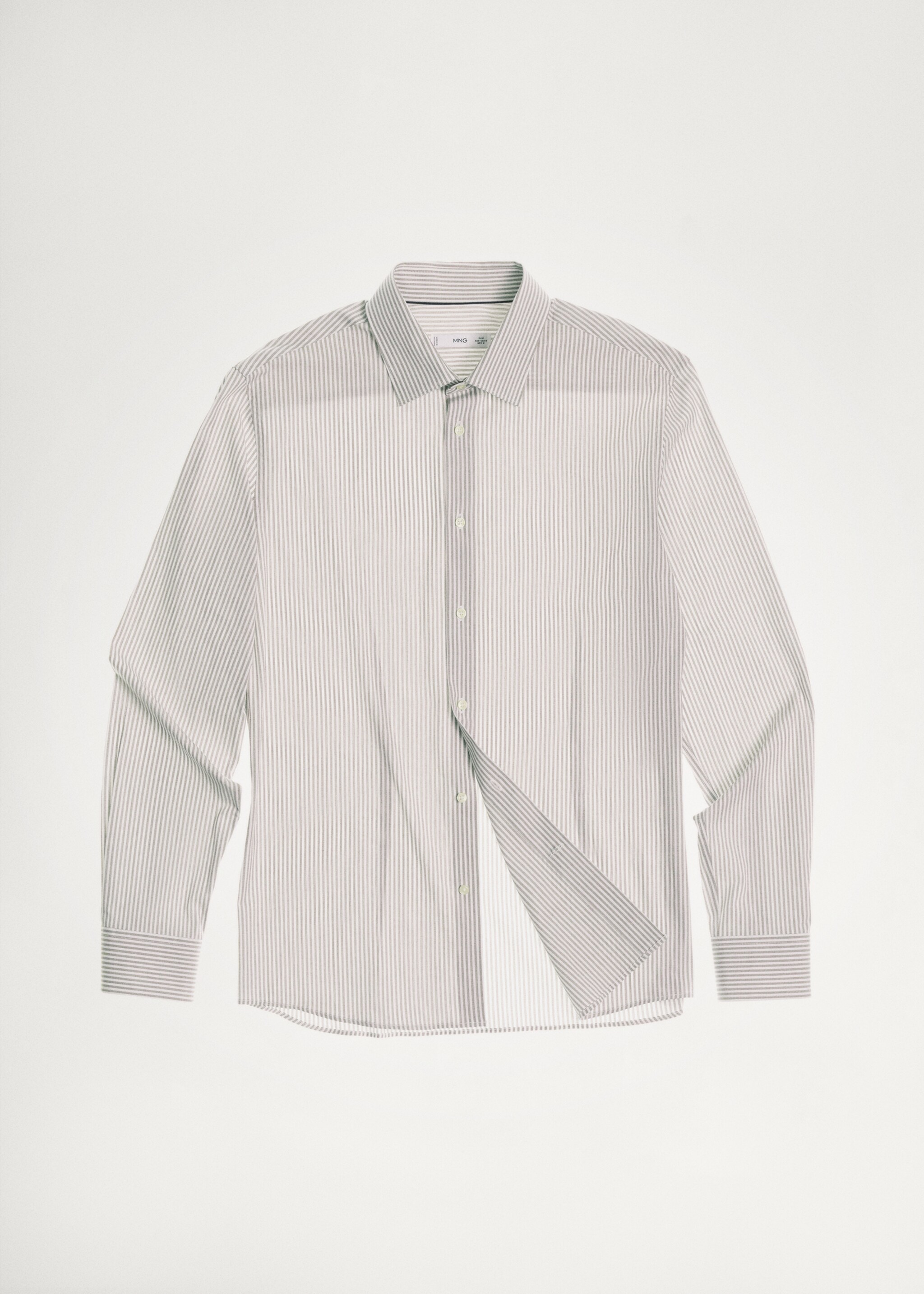 Slim fit striped cotton shirt - Details of the article 5, Brown. Ref: 87000607-00.