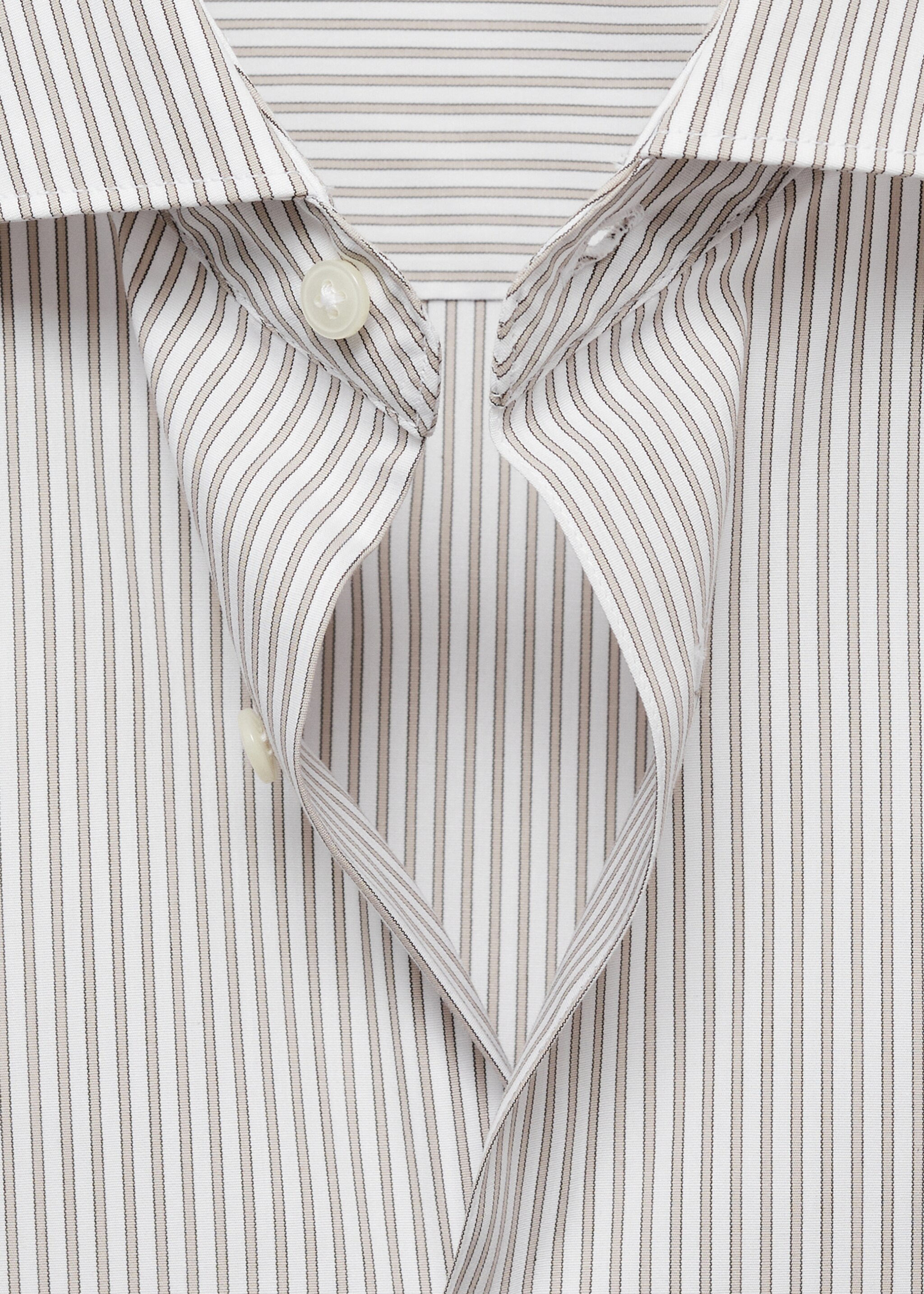 Slim fit striped cotton shirt - Details of the article 8, Brown. Ref: 87000607-00.